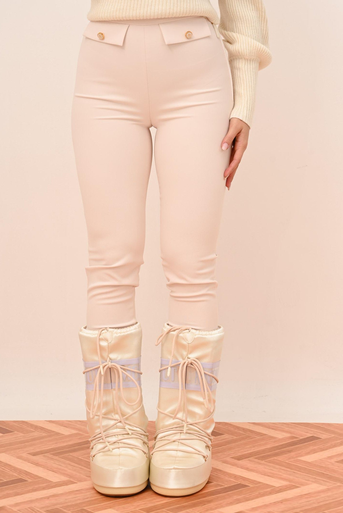 ELISABETTA FRANCHI Pantalone elegante color latte da donna in doppio crêpe PA12056E2 DZ9 ELISABETTA FRANCHI