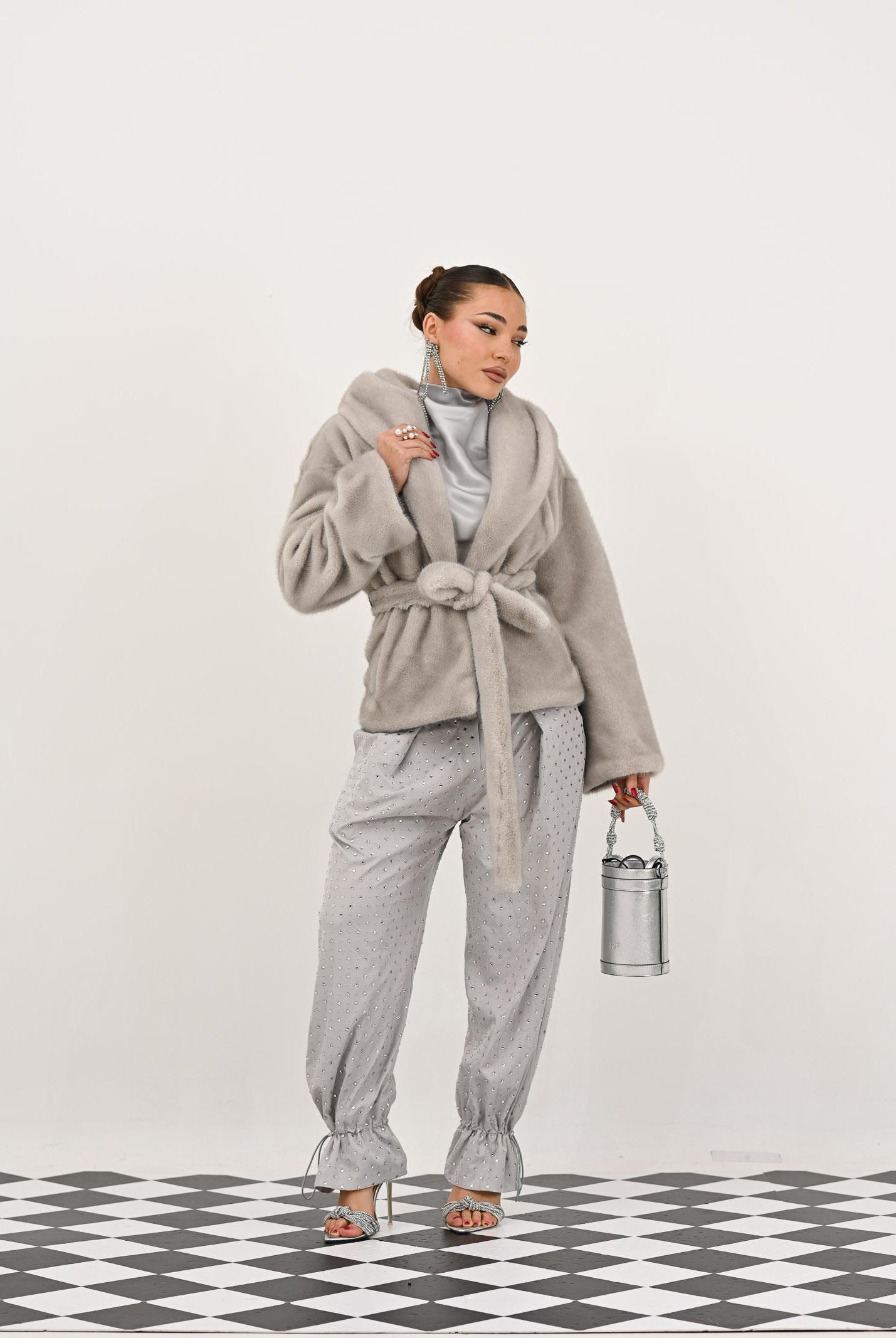 YES LONDON Ecopelliccia grigia da donna ECO030 GR YES LONDON