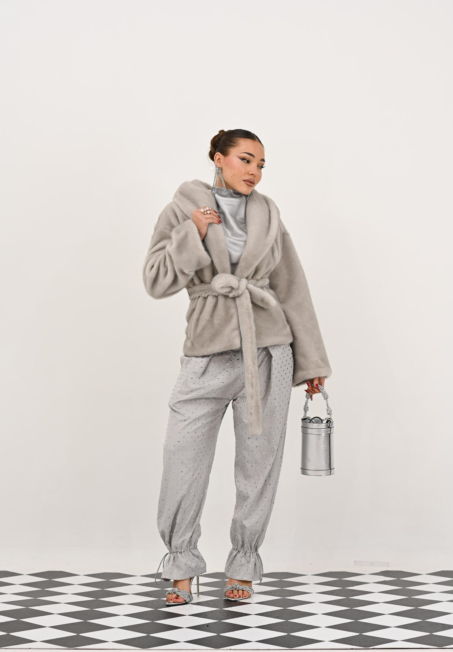 YES LONDON Ecopelliccia grigia da donna ECO030 GR YES LONDON