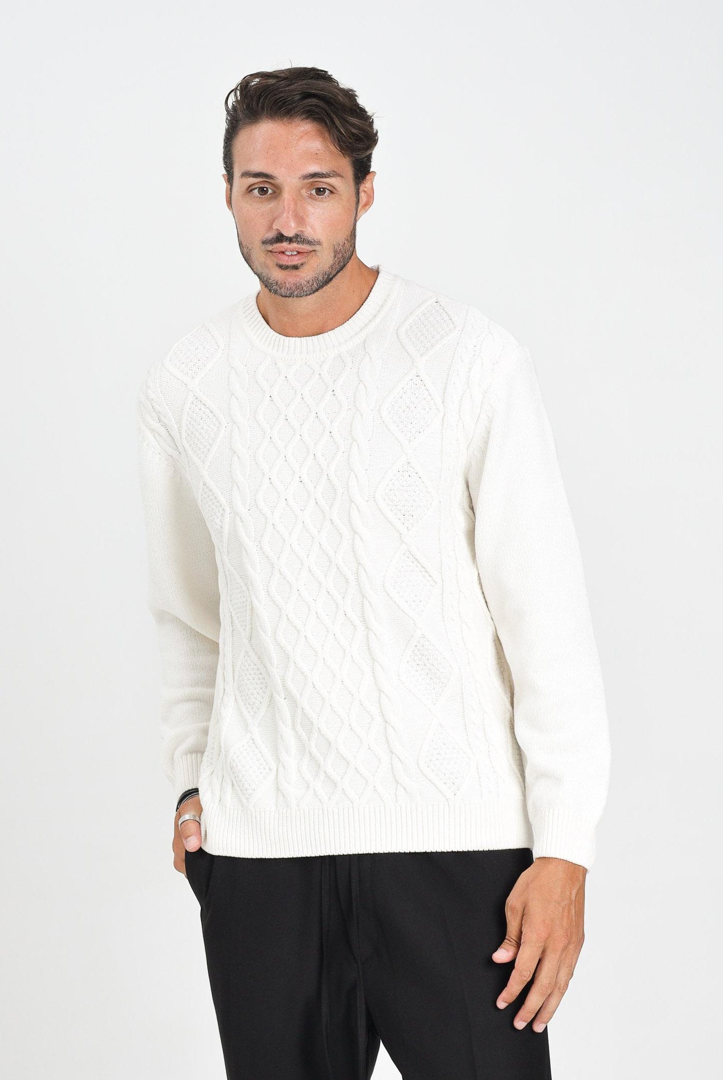 ARMANI EXCHANGE Maglioncino girocollo panna da uomo XM001331AF13776 U0009 ARMANI EXCHANGE