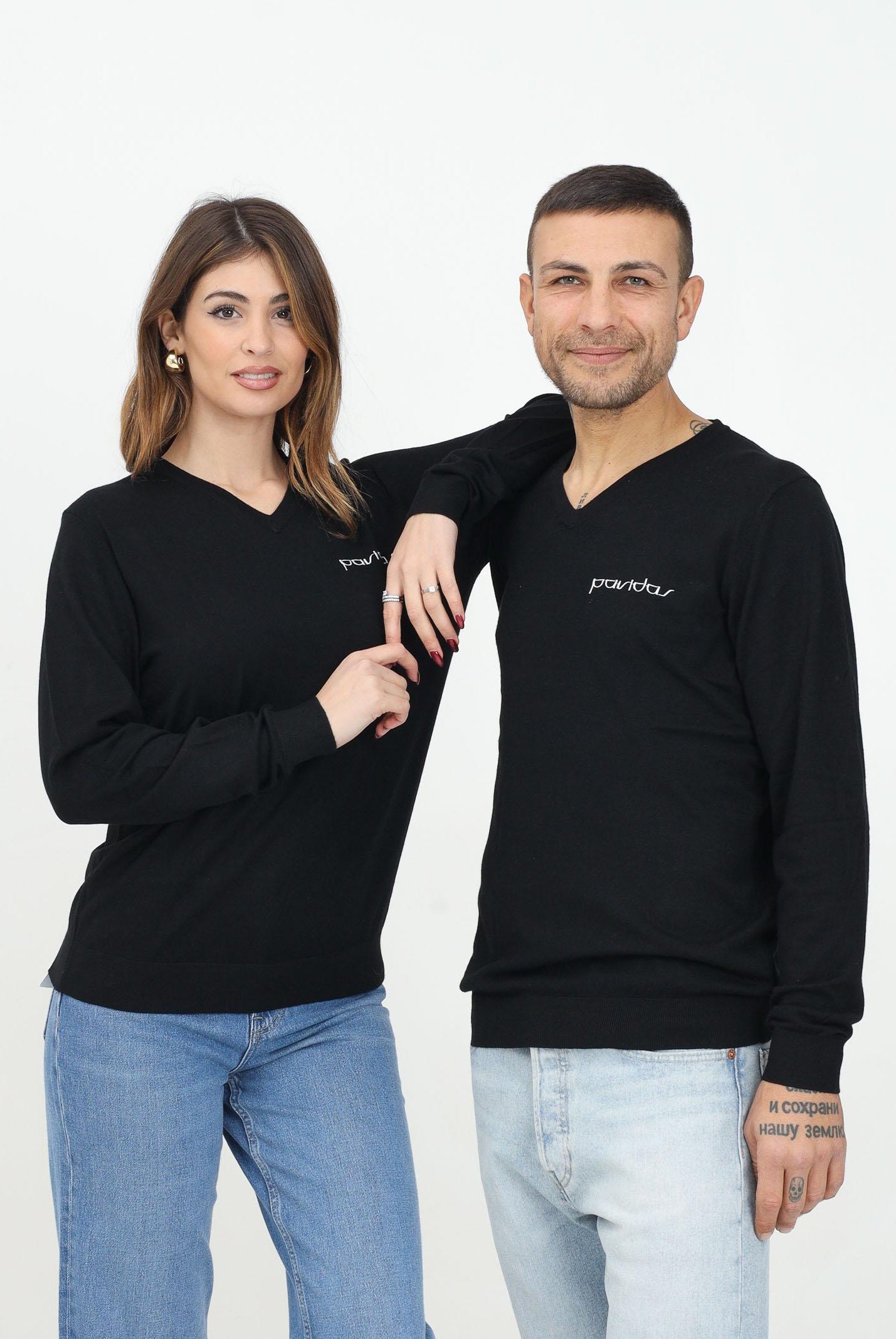 Maglioncino nero per uomo e donna con ricamo logo PAVIDAS-SWEATER BLACK PAVIDAS