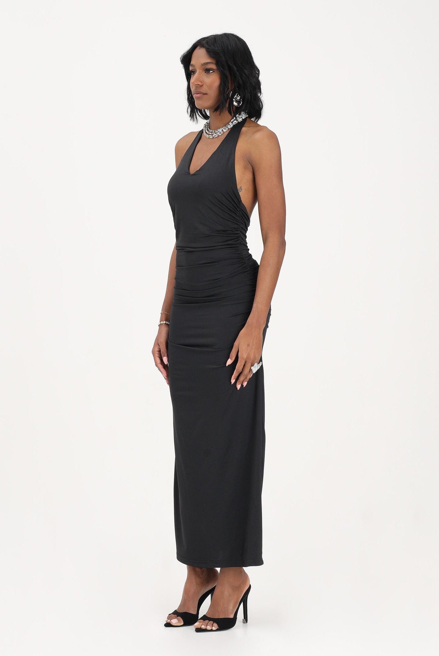 ONLY Abito midi nero da donna in tessuto stretch 15372734 BLNE ONLY
