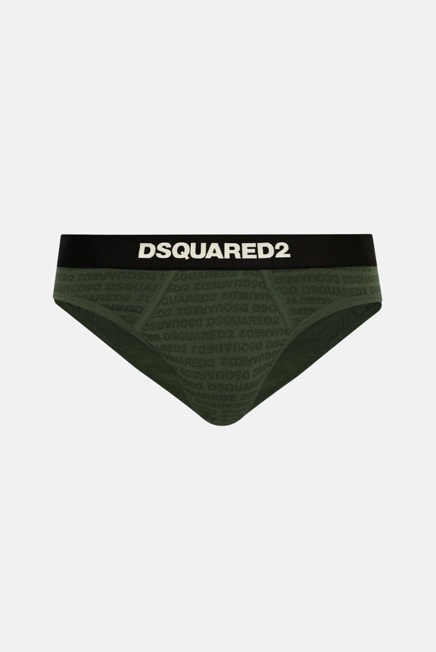 DSQUARED2 Slip verde militare da uomo con micro-logo D9H136050S 302 DSQUARED2