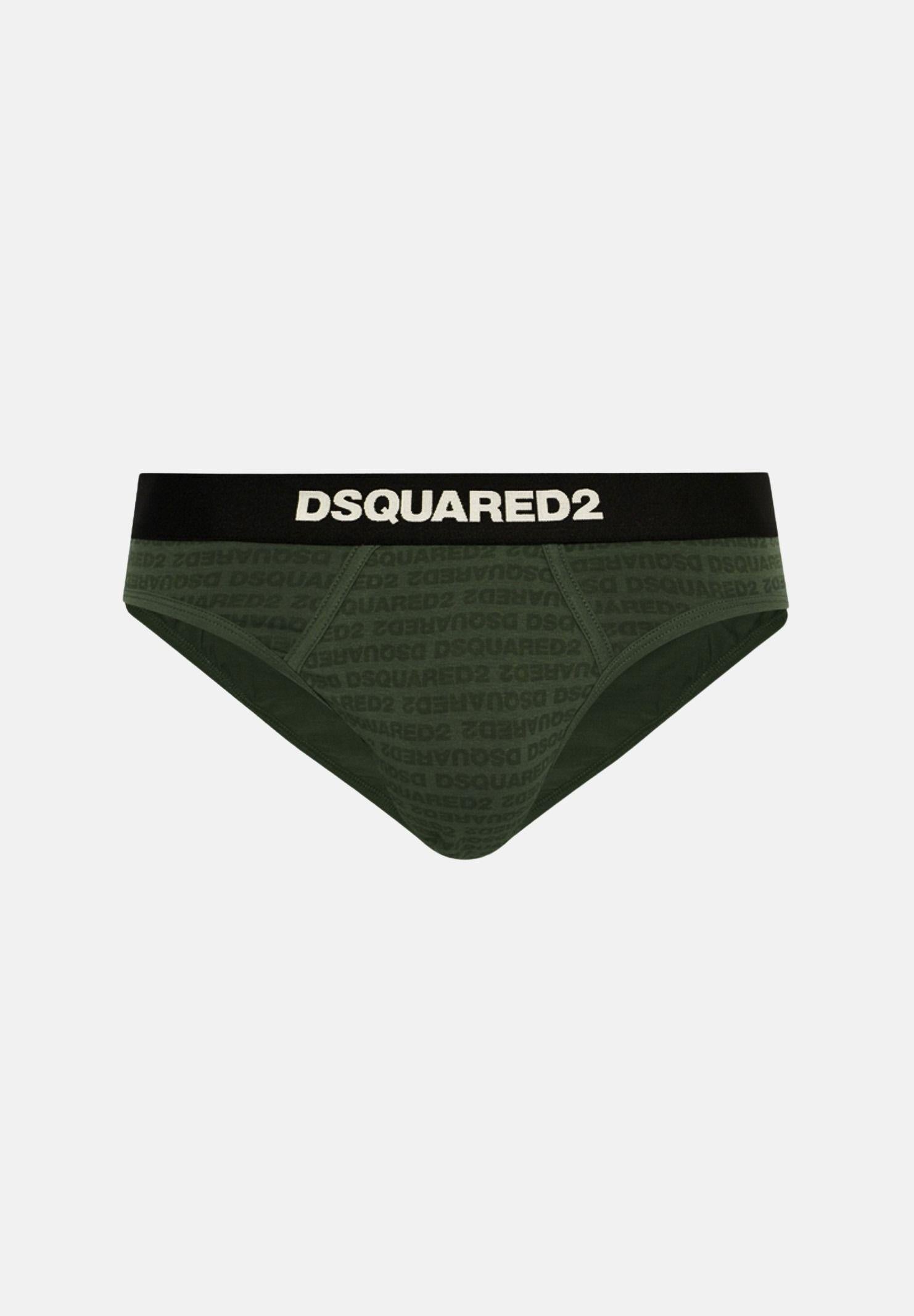 DSQUARED2 Slip verde militare da uomo con micro-logo D9H136050S 302 DSQUARED2