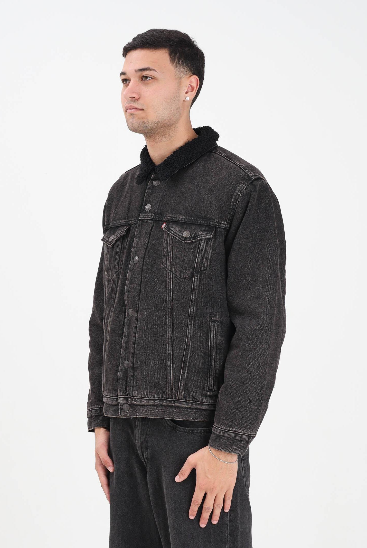 LEVI'S® Giubbotto Sherpa Trucker Type III in denim nero da uomo 16365-0291 LEVI'S®