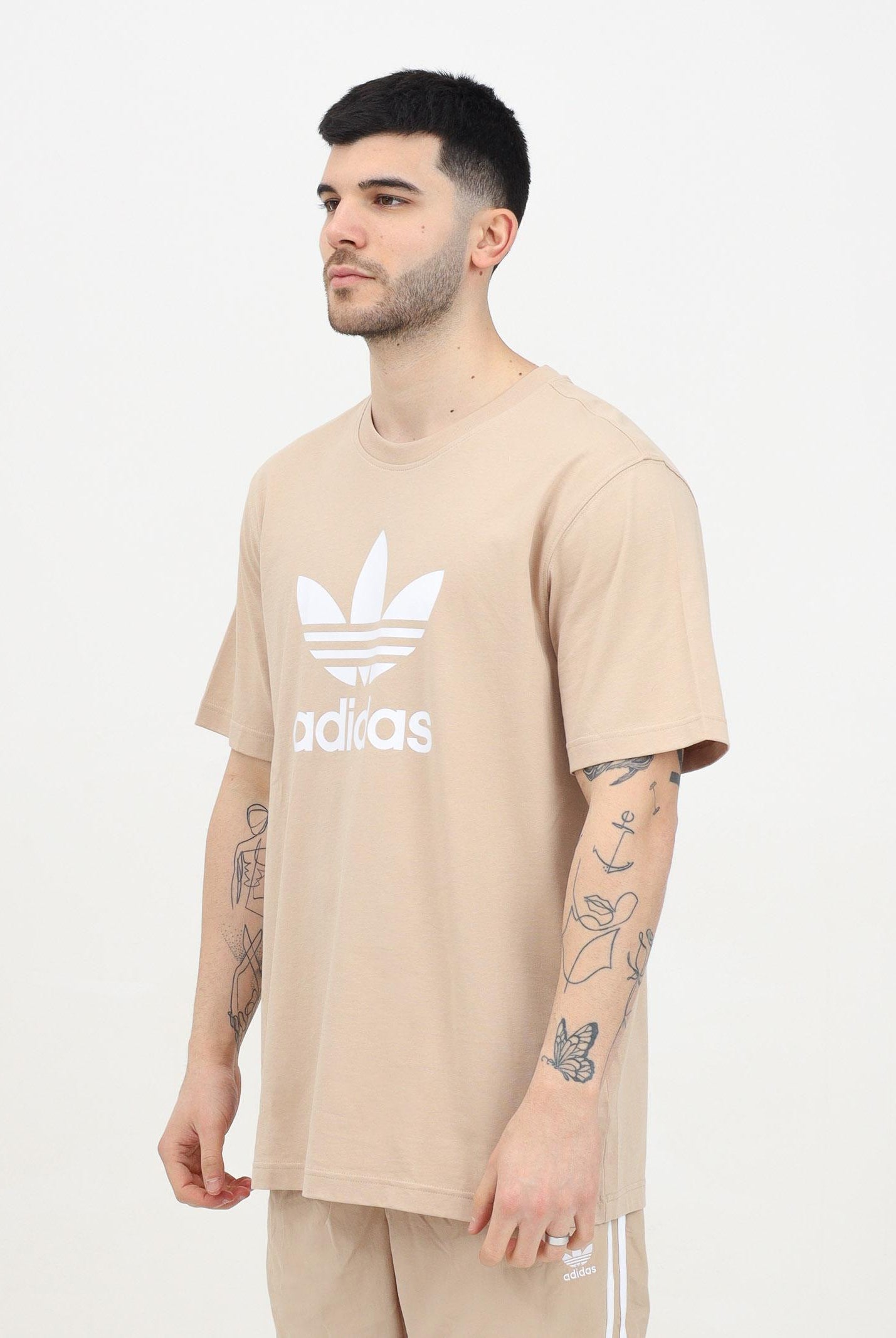 T-shirt a manica corta ADICOLOR TREFOIL beige da uomo IZ2351 ADIDAS ORIGINALS