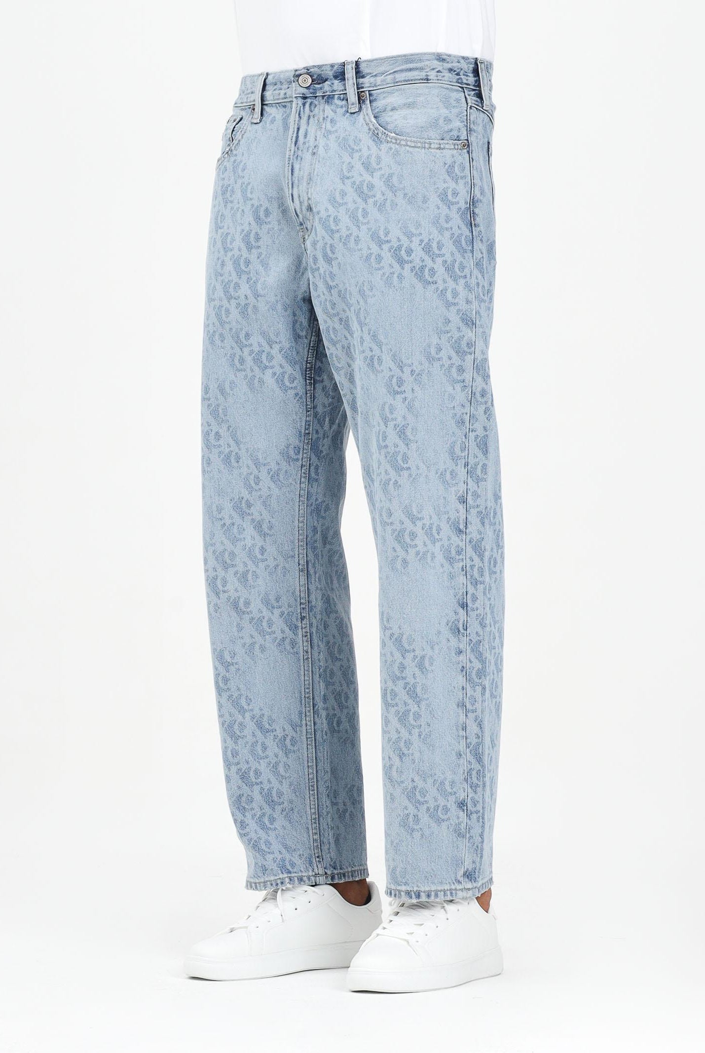 CALVIN KLEIN JEANS Jeans 90's Straight in denim chiaro da uomo con stampa logo LV04RC721GX6J  CALVIN KLEIN JEANS