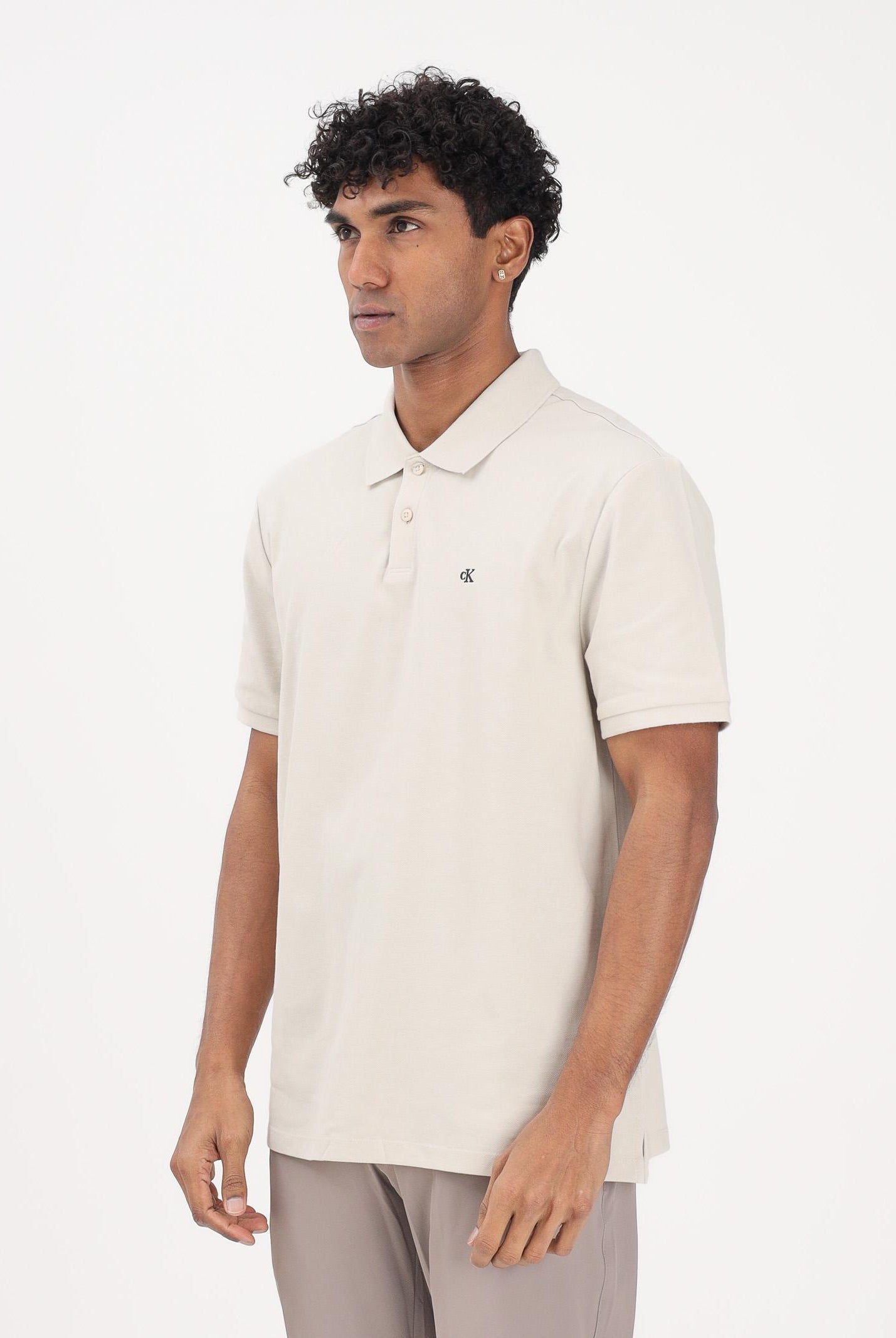 CALVIN KLEIN JEANS Polo a manica corta beige da uomo con logo LV040EM269 2JX CALVIN KLEIN JEANS