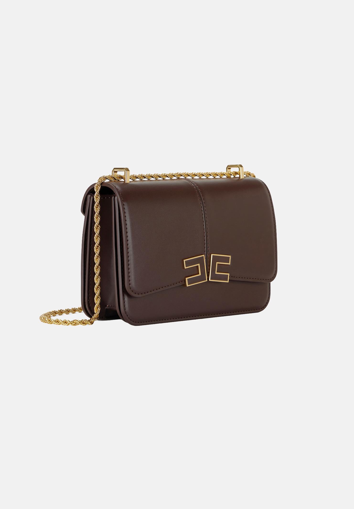 ELISABETTA FRANCHI Borsa a tracolla cacao da donna con logo BS91A61E2 644 ELISABETTA FRANCHI