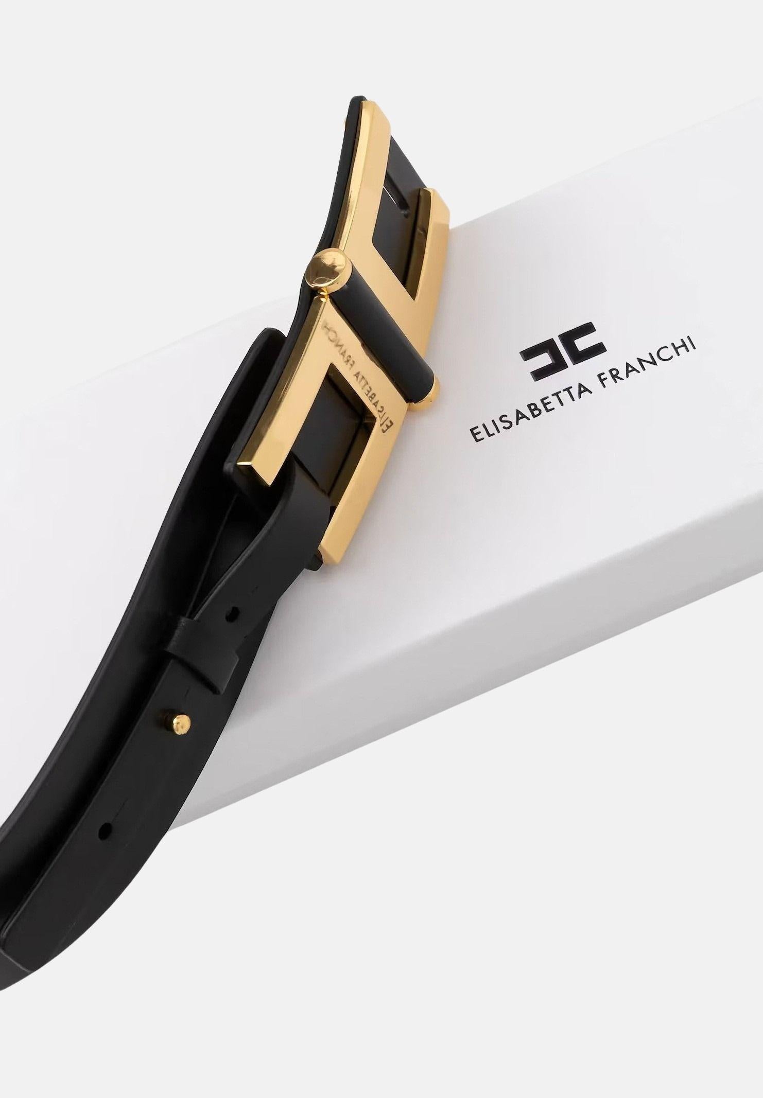 ELISABETTA FRANCHI Cintura nera da donna con dettaglio logo CT50S61E2 110 ELISABETTA FRANCHI