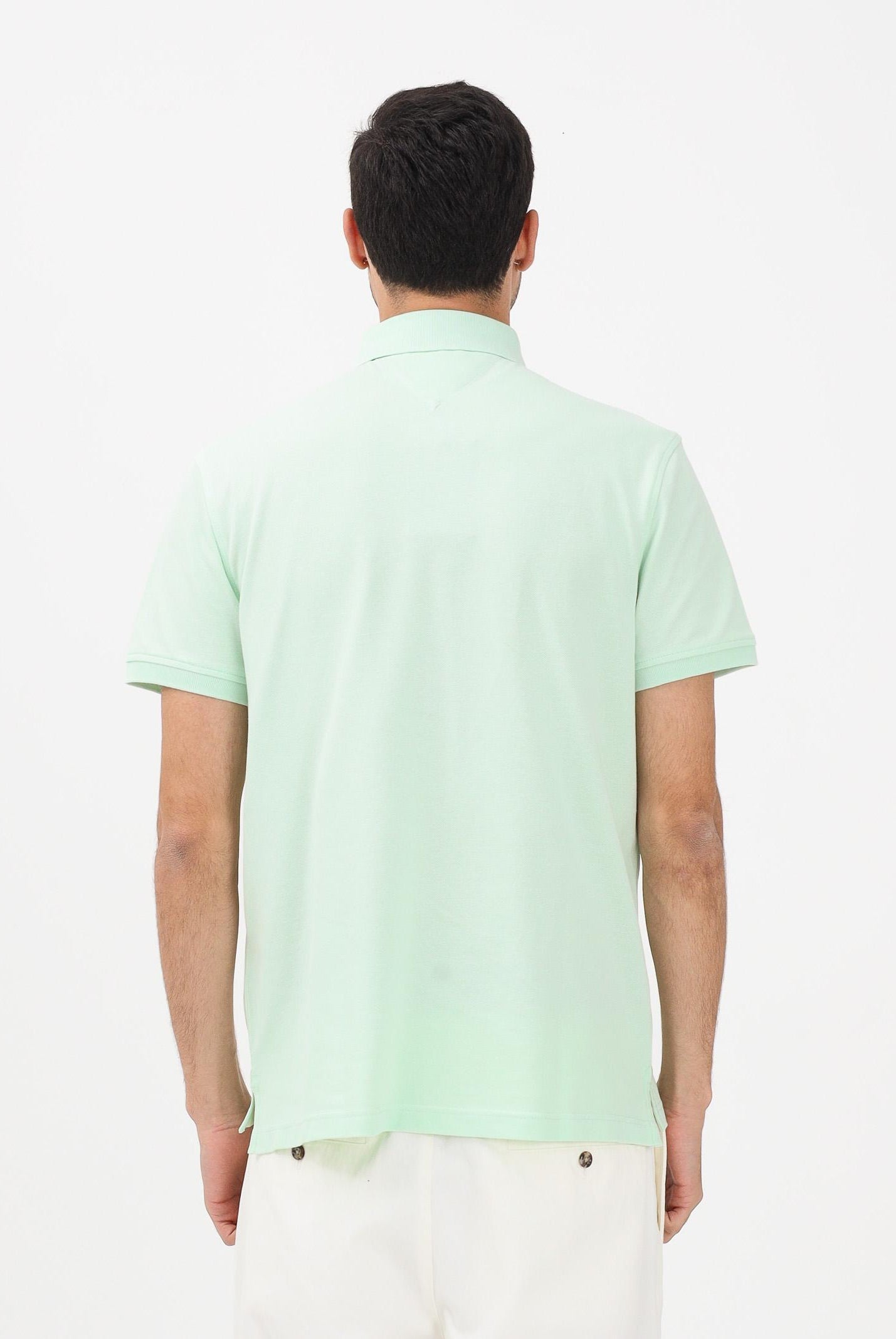 TOMMY HILFIGER Polo a manica corta verde menta da uomo con logo MW0MW17770 LXY TOMMY HILFIGER