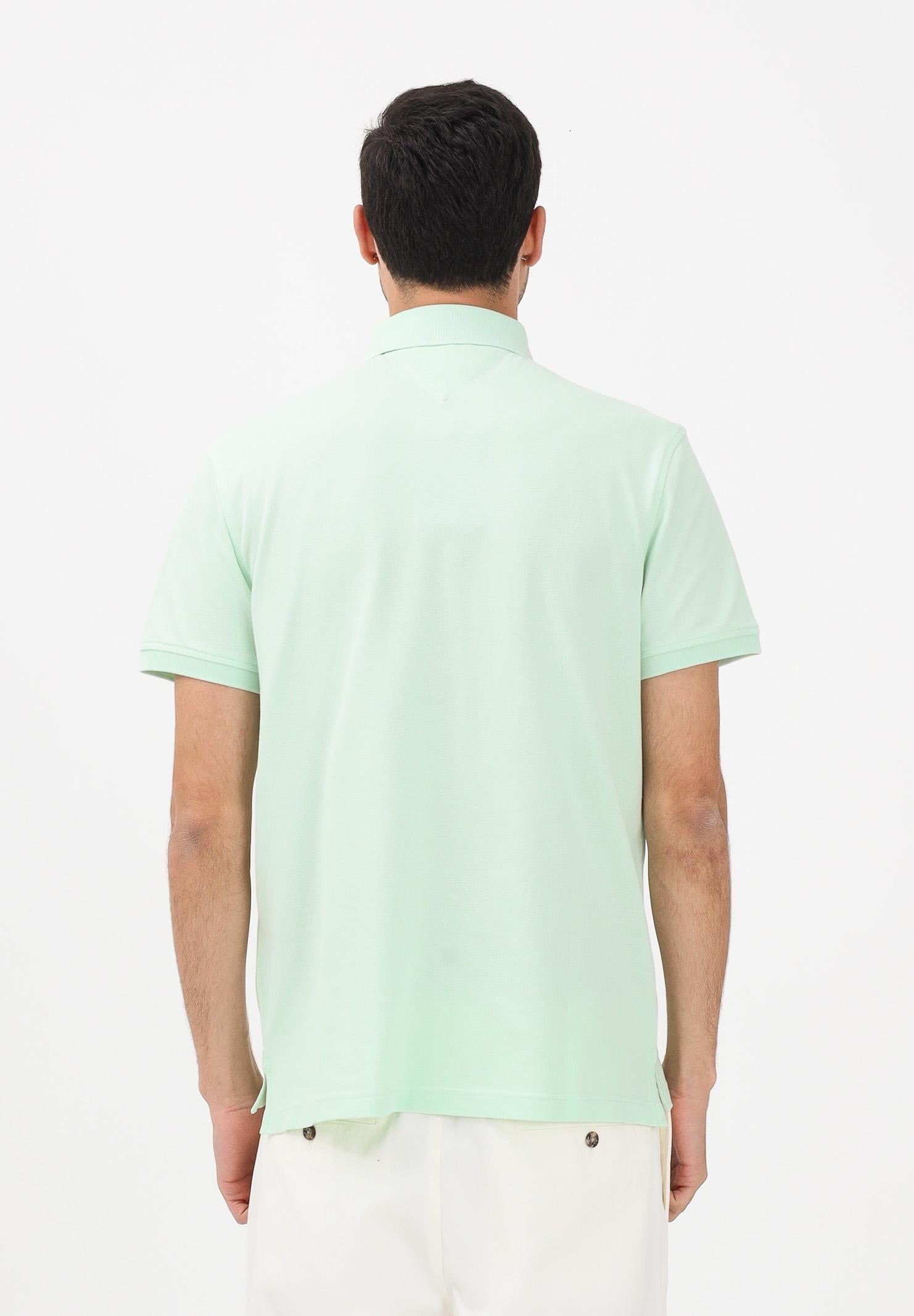 TOMMY HILFIGER Polo a manica corta verde menta da uomo con logo MW0MW17770 LXY TOMMY HILFIGER