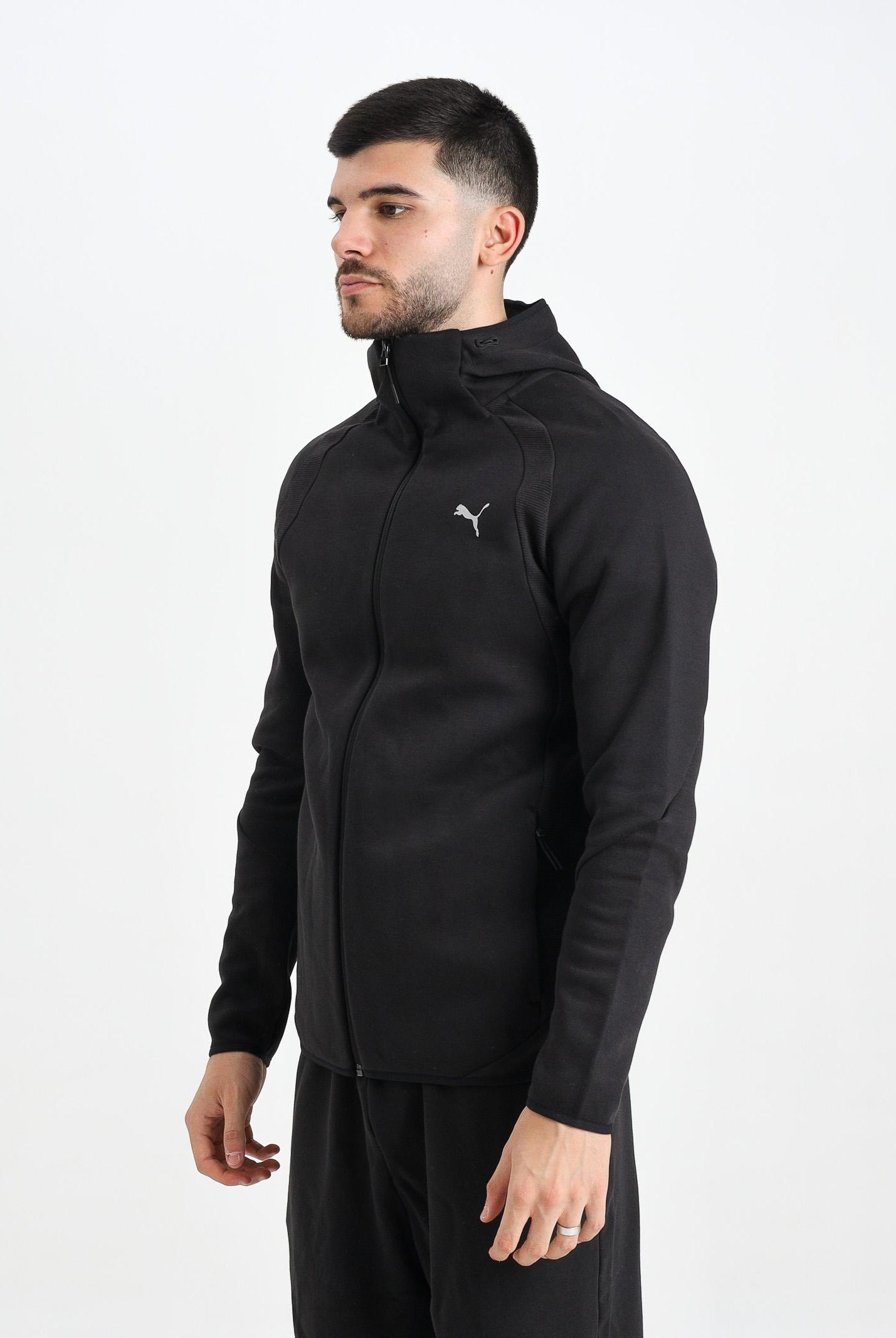 PUMA Felpa con zip Evostripe nera da uomo 688231 01 PUMA