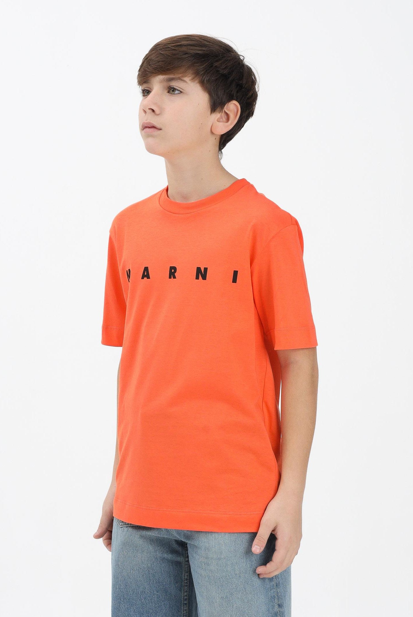 MARNI T-shirt a manica corta arancione per donna, bambino e bambina con logo M002MVM00RF 0M436 MARNI