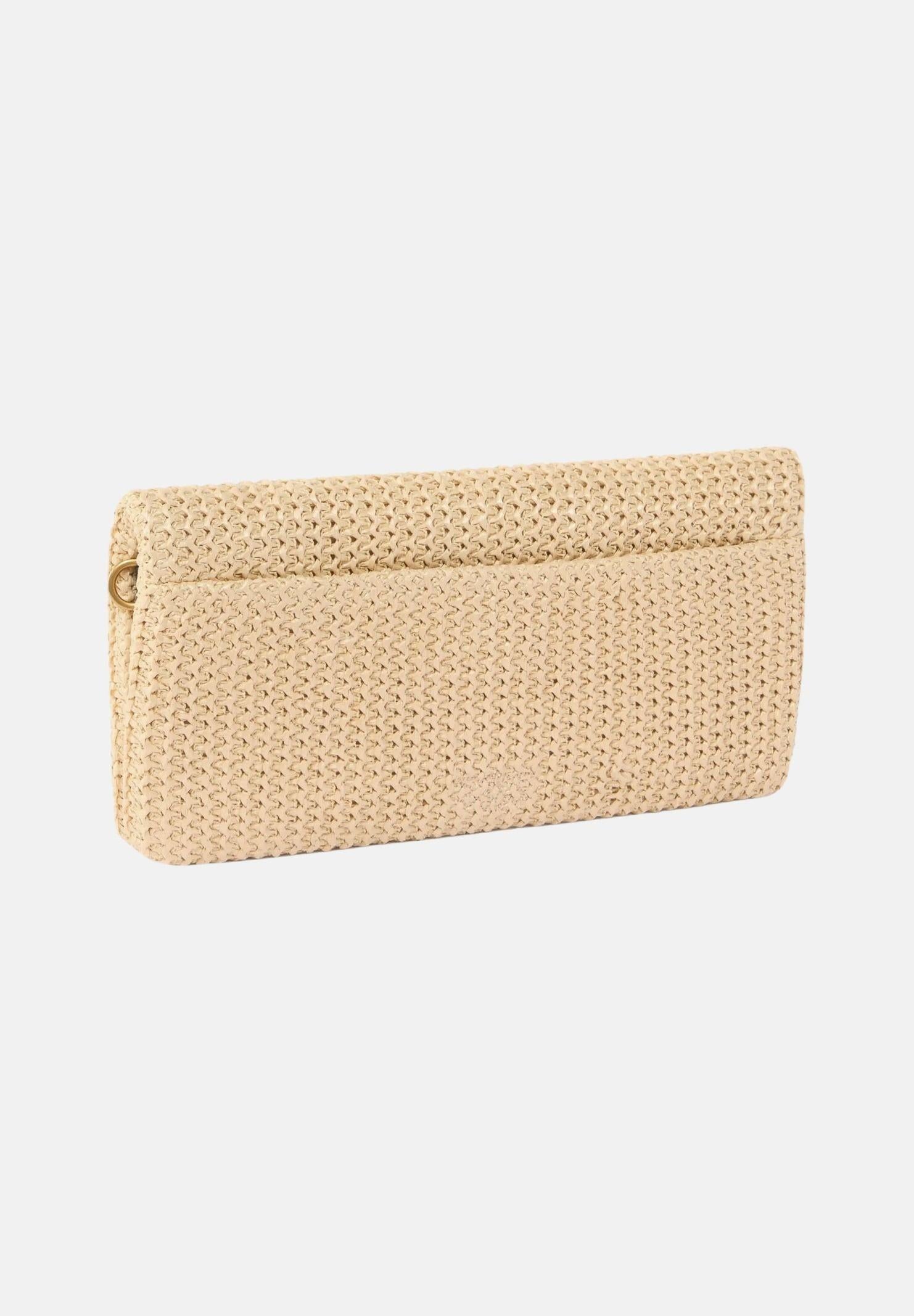 PINKO Pochette Love Bag Click Soft Horizontal Mini in rafia beige da donna 106023A391 C24Q PINKO