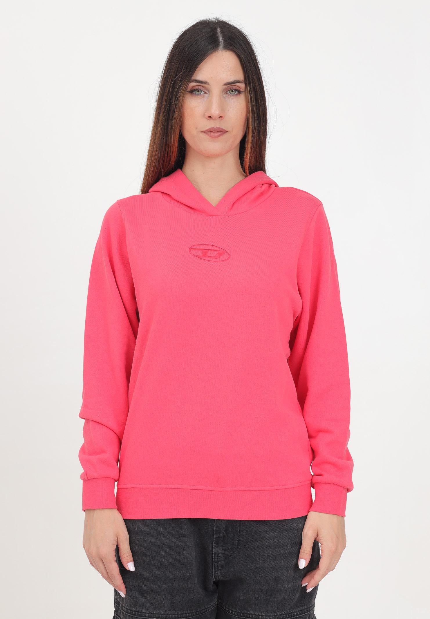 Felpa con cappuccio rosa per donna e bambina con logo Oval D ricamato J02014KYAX3 K384 DIESEL