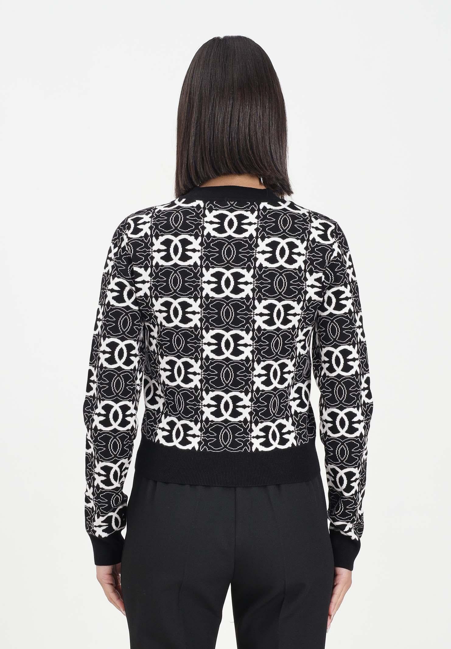 PINKO Maglioncino girocollo nero da donna con logo Love Birds 106041A2YD ZZ2 PINKO