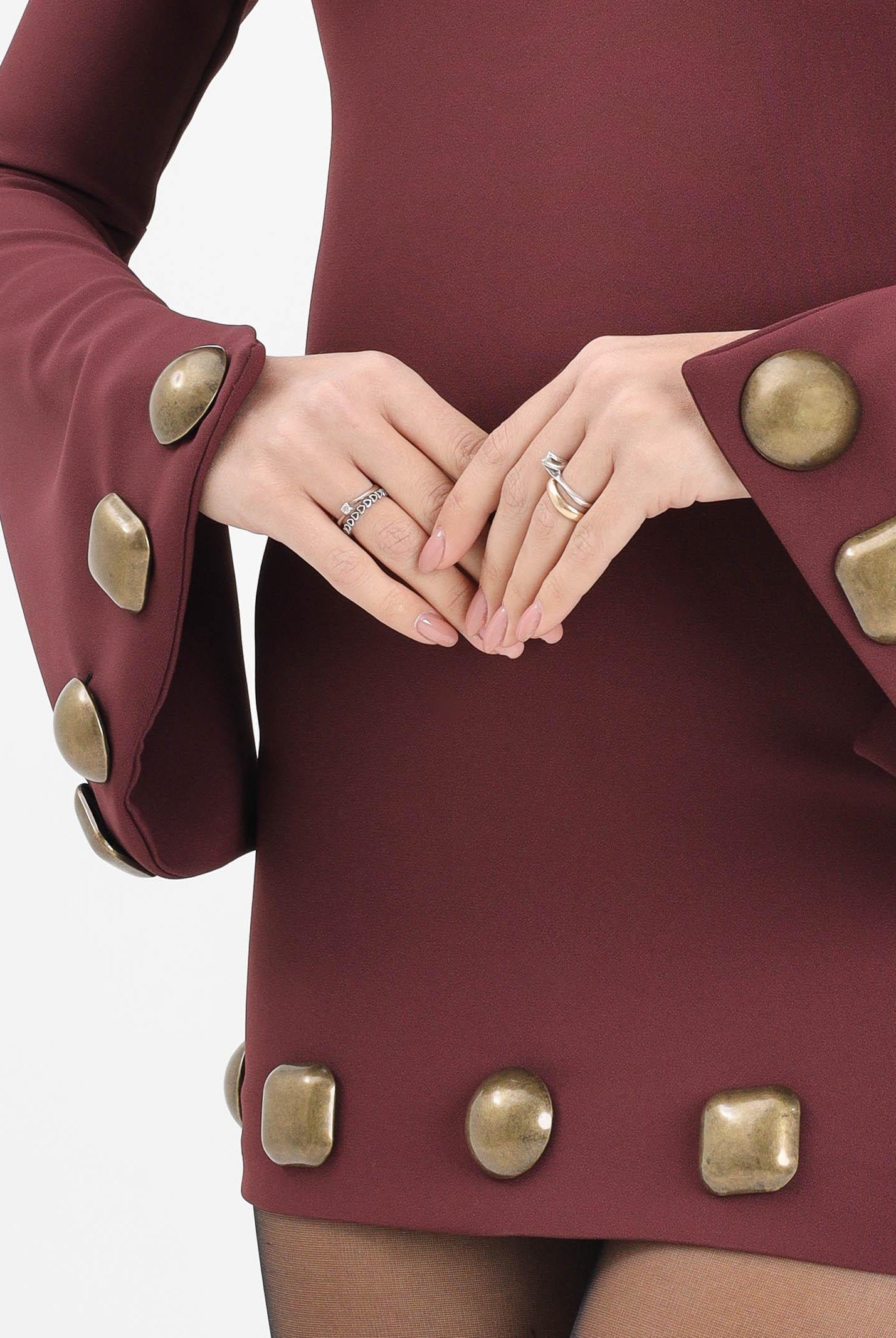 NOELL MAGGINI Abito corto bordeaux da donna con applicazioni e scollo 00126086 BO NOELL MAGGINI