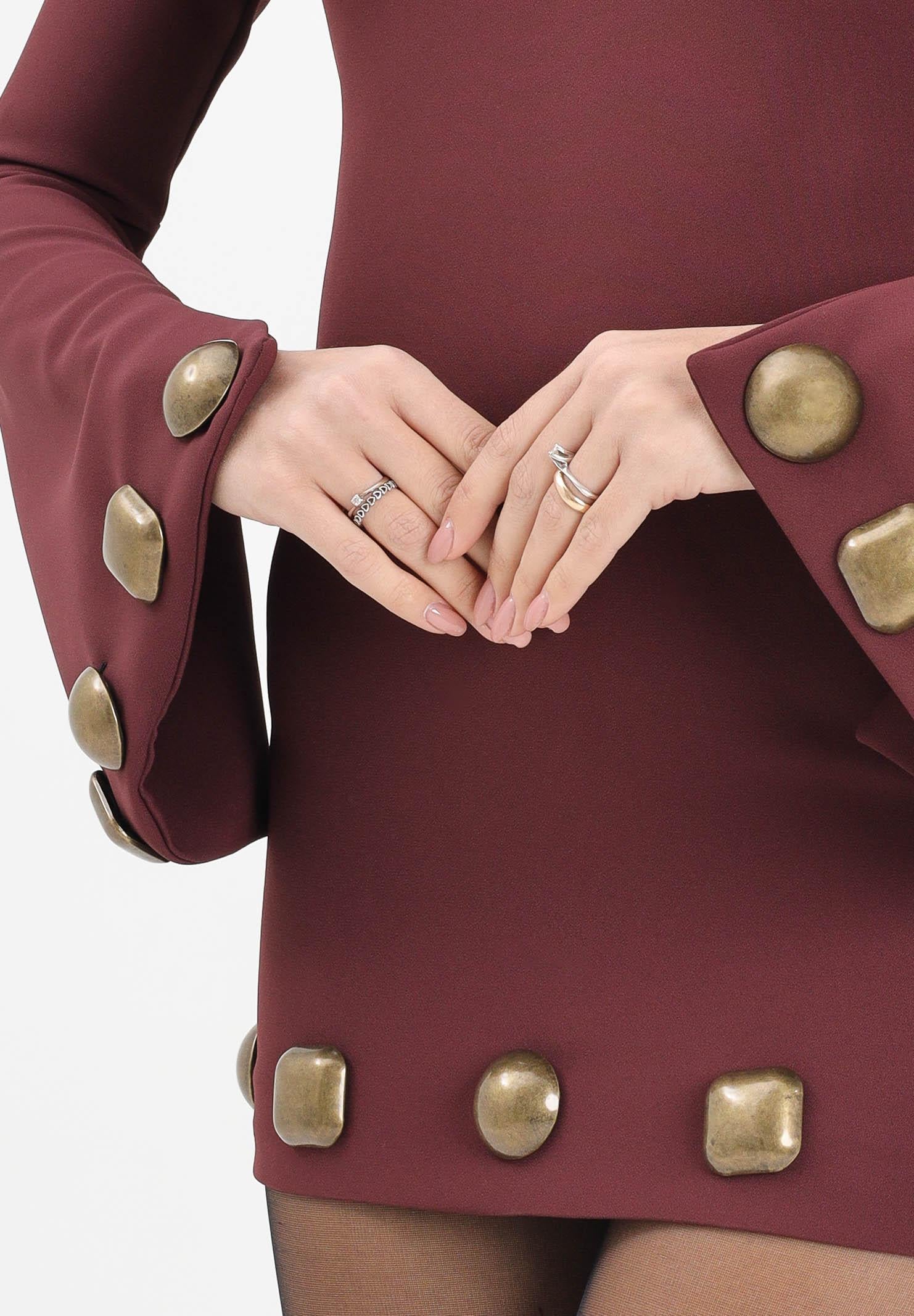 NOELL MAGGINI Abito corto bordeaux da donna con applicazioni e scollo 00126086 BO NOELL MAGGINI