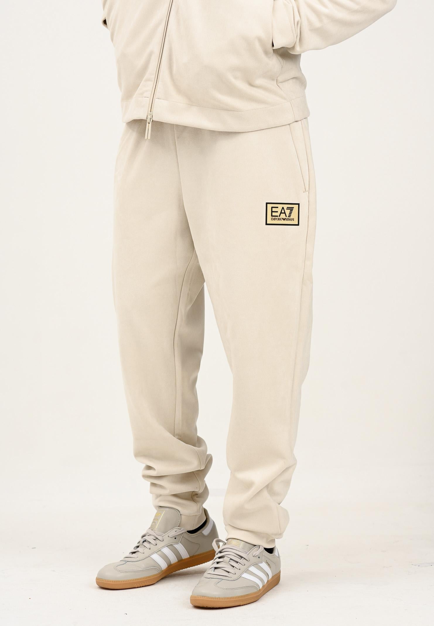 EA7 Pantalone sportivo panna da uomo in tessuto effetto scamosciato 7M000676AF16718 U1086 EA7