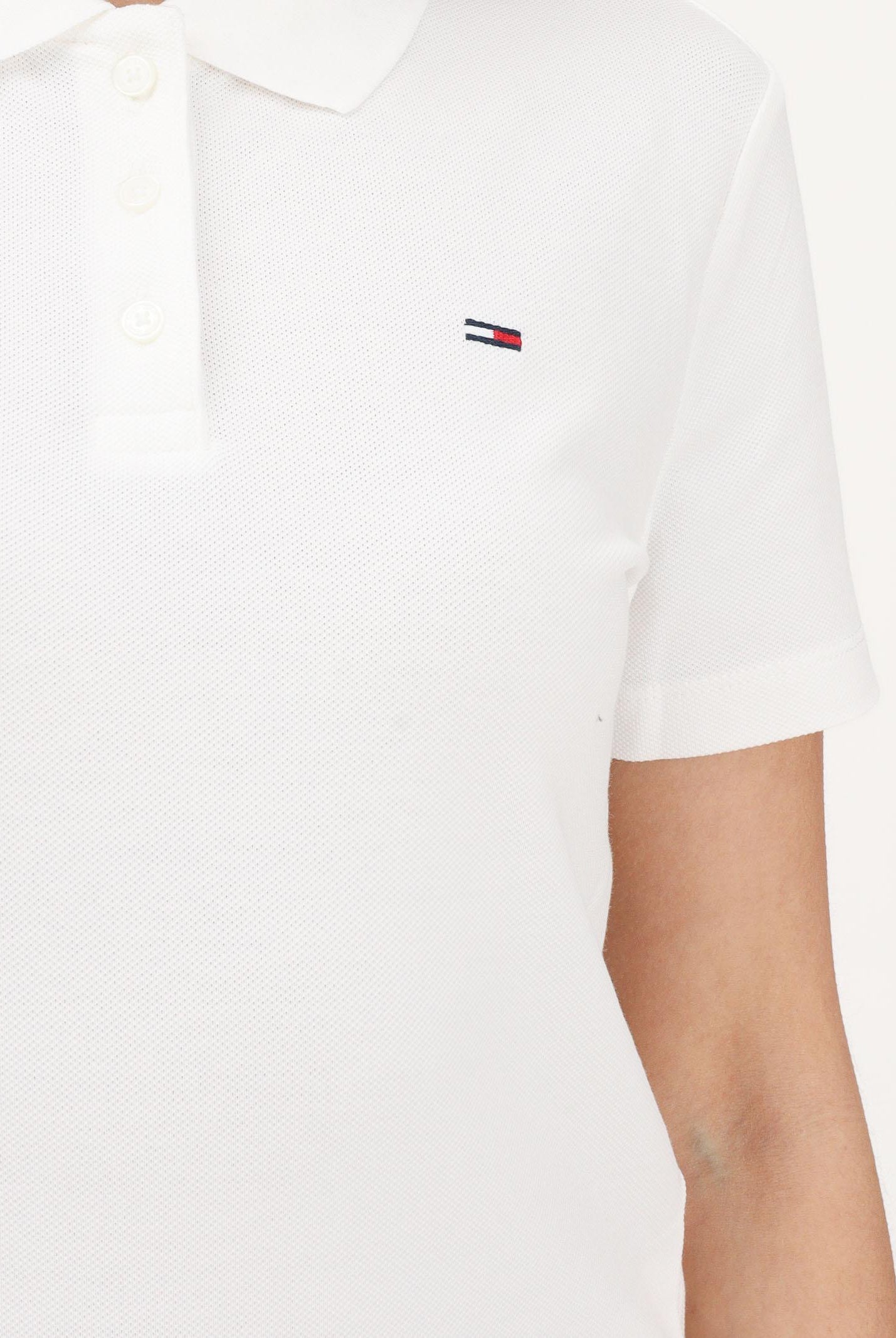 TOMMY JEANS Polo a manica corta bianca da donna con logo DW0DW20160 YBL TOMMY JEANS