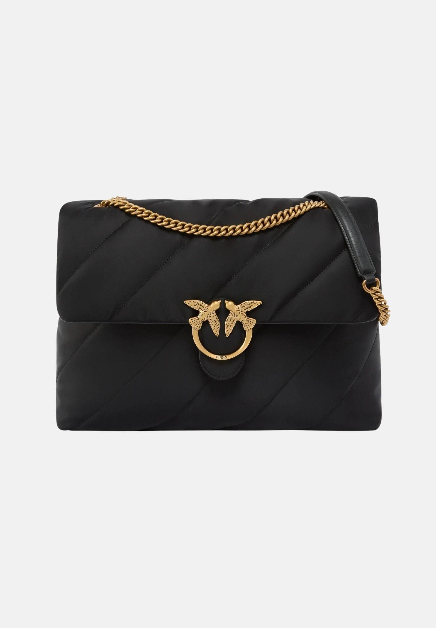 PINKO Shopper Extra Love Bag Puff nera da donna 103347A358 Z99Q PINKO