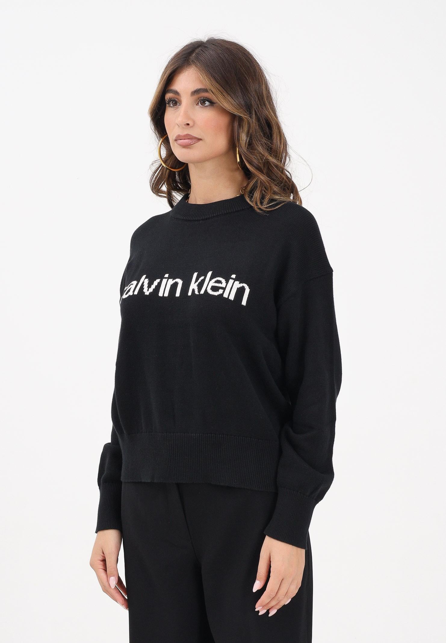 CALVIN KLEIN JEANS Maglioncino girocollo nero da donna con logo LV047C311GUB1 CALVIN KLEIN JEANS