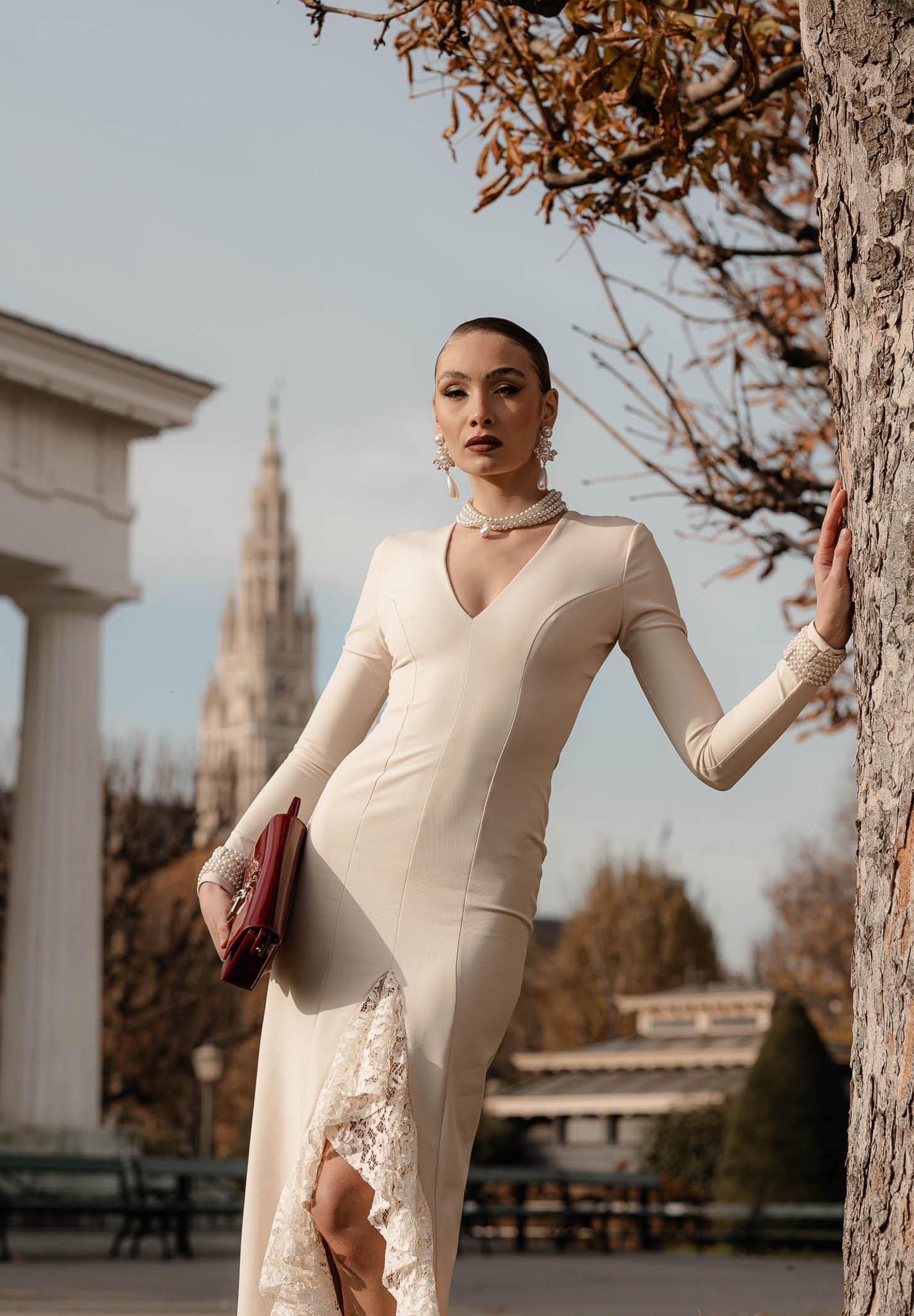 SANTAS Abito lungo ENCHANTÉE panna da donna PV2616 PA SANTAS