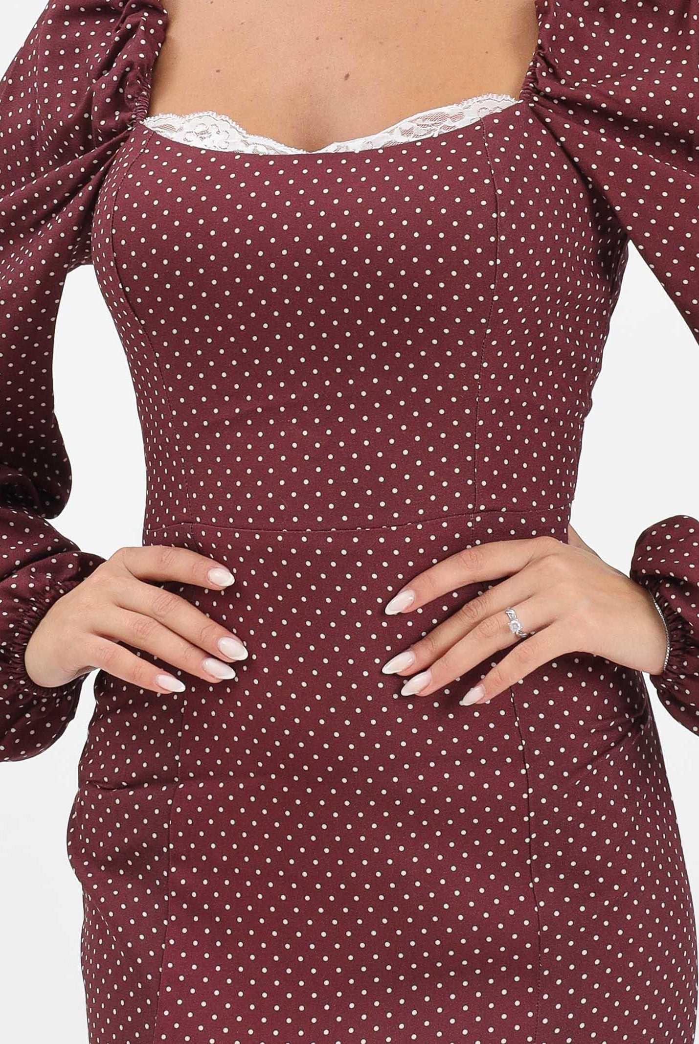 MAR DE MARGARITAS Abito lungo Lady bordeaux da donna con micro fantasia a pois MMABW01295 RS19 Mar de margaritas