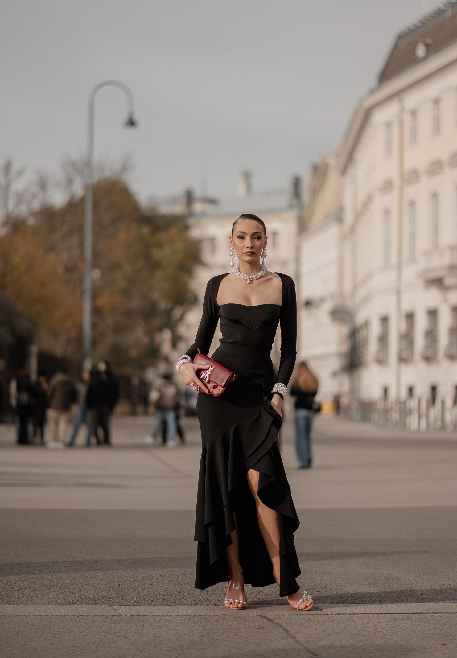 SANTAS Gonna lunga ÉLAN nera da donna PV2606 NE SANTAS