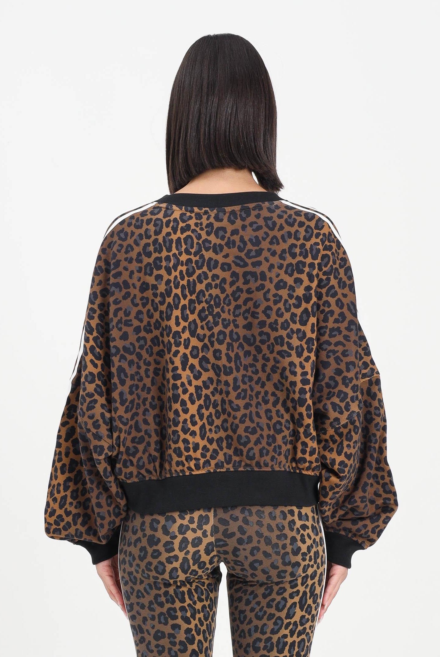 ADIDAS ORIGINALS Felpa girocollo Leopard Crewneck marrone da donna JW7303 ADIDAS ORIGINALS