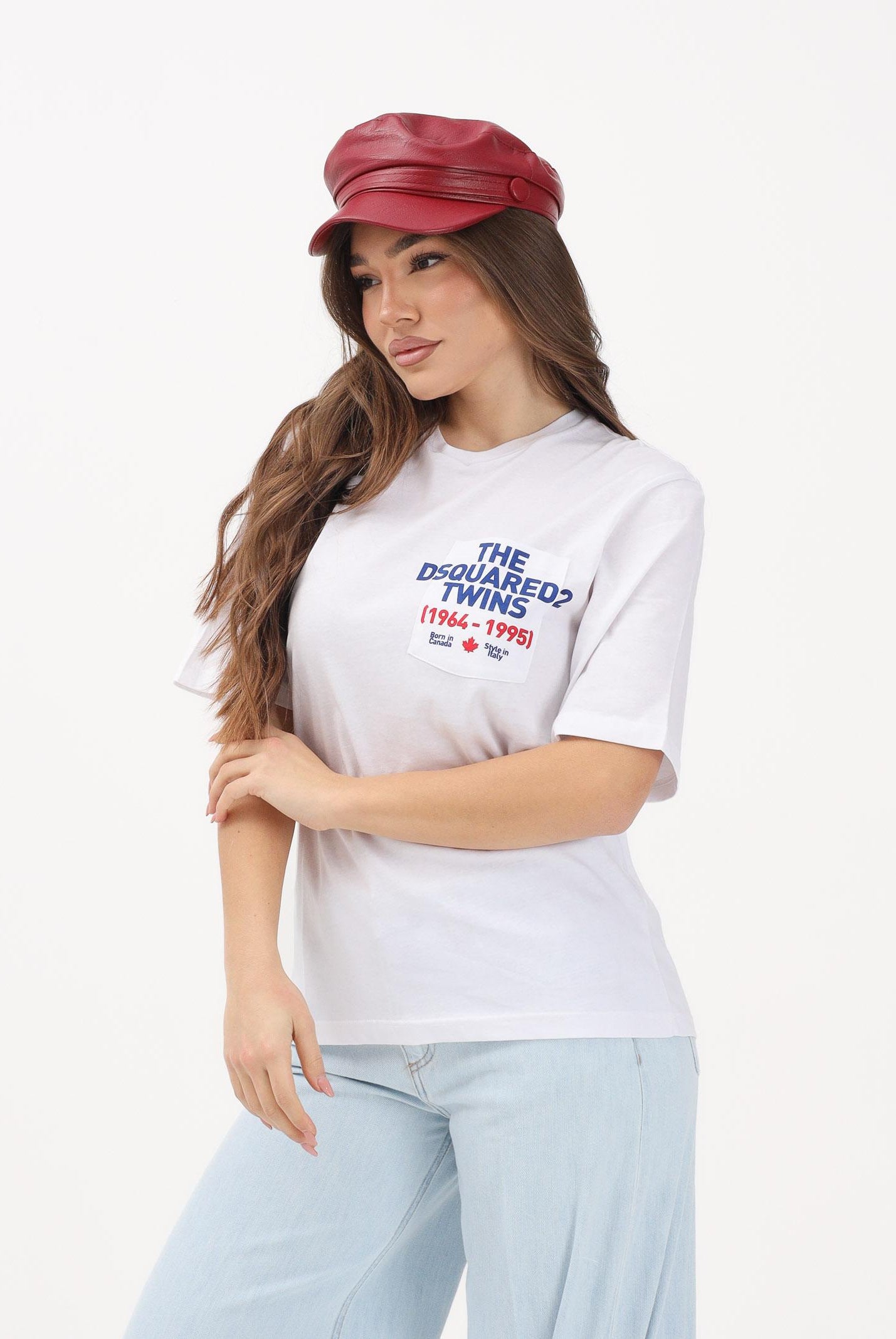 DSQUARED2 T-shirt a manica corta bianca per donna, ragazzi e bambini con stampa DQ3166D004G DQ100 DSQUARED2