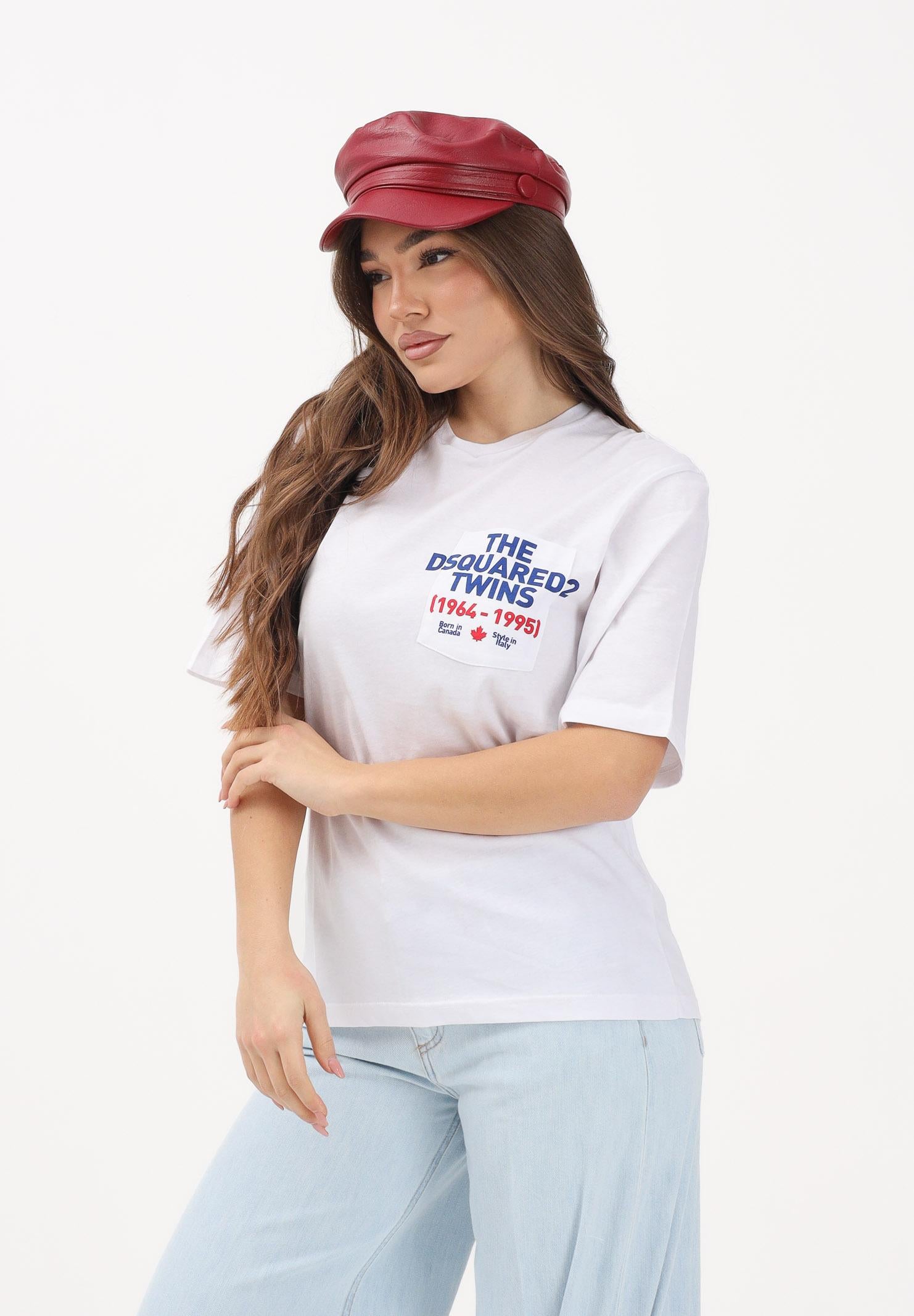 DSQUARED2 T-shirt a manica corta bianca per donna, ragazzi e bambini con stampa DQ3166D004G DQ100 DSQUARED2