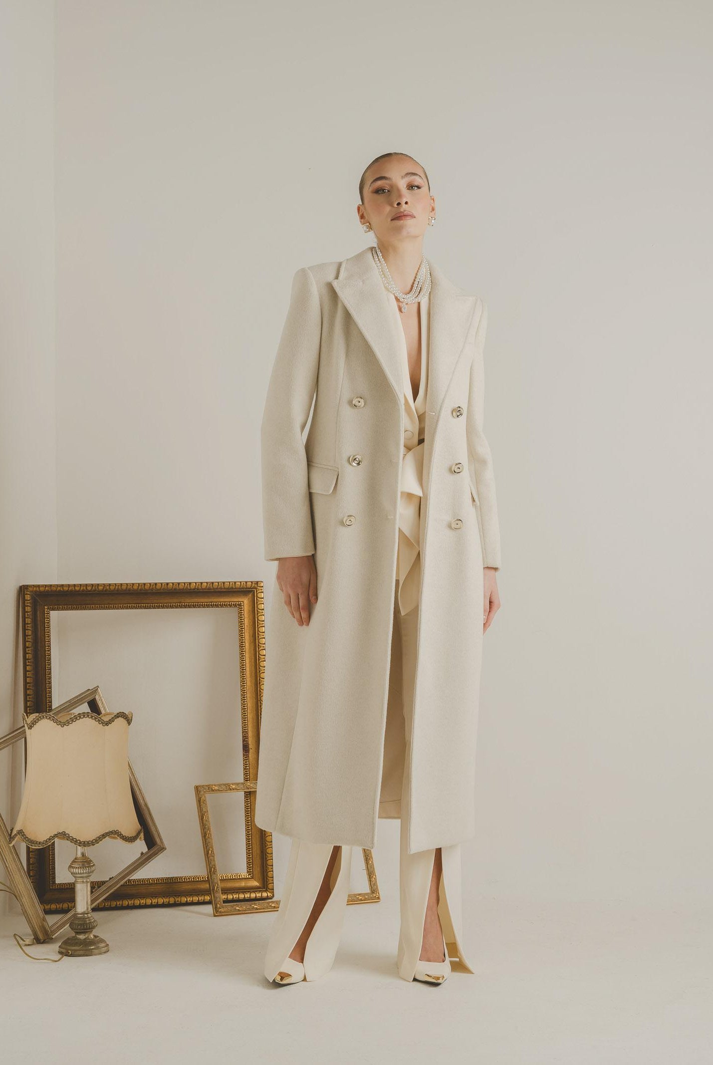 SANTAS Cappotto lungo ÉCLIPSE panna da donna PV2623 PA SANTAS