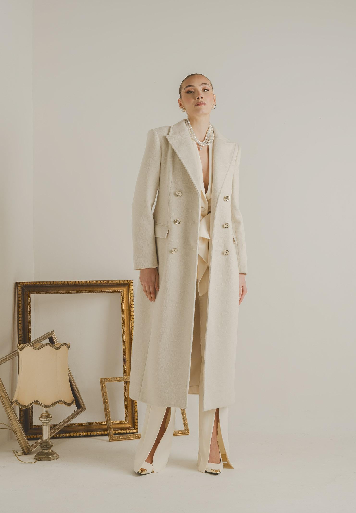 SANTAS Cappotto lungo ÉCLIPSE panna da donna PV2623 PA SANTAS