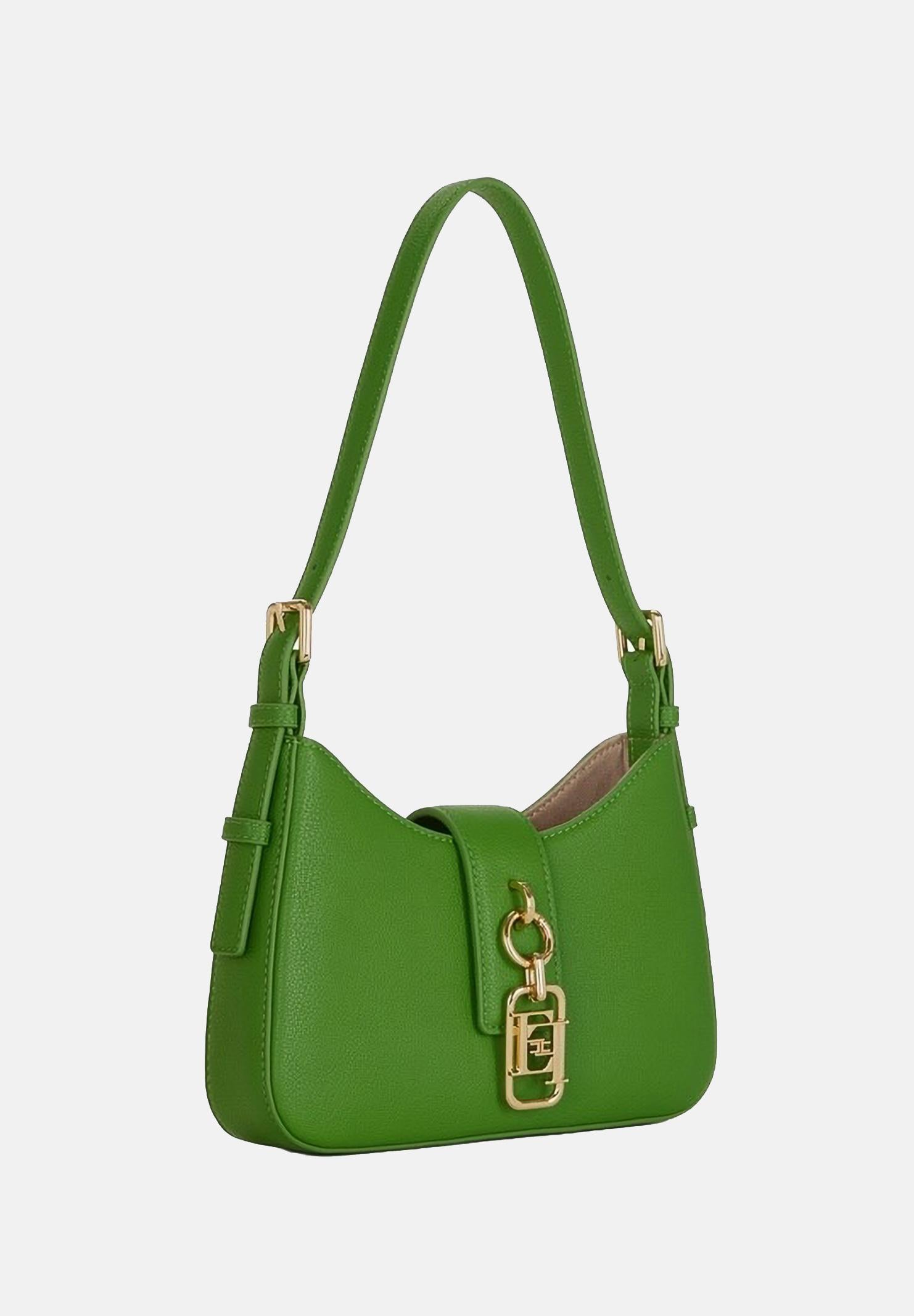 ELISABETTA FRANCHI Borsa a spalla verde da donna con charm<BR/> BS24A62E2 EV3 ELISABETTA FRANCHI