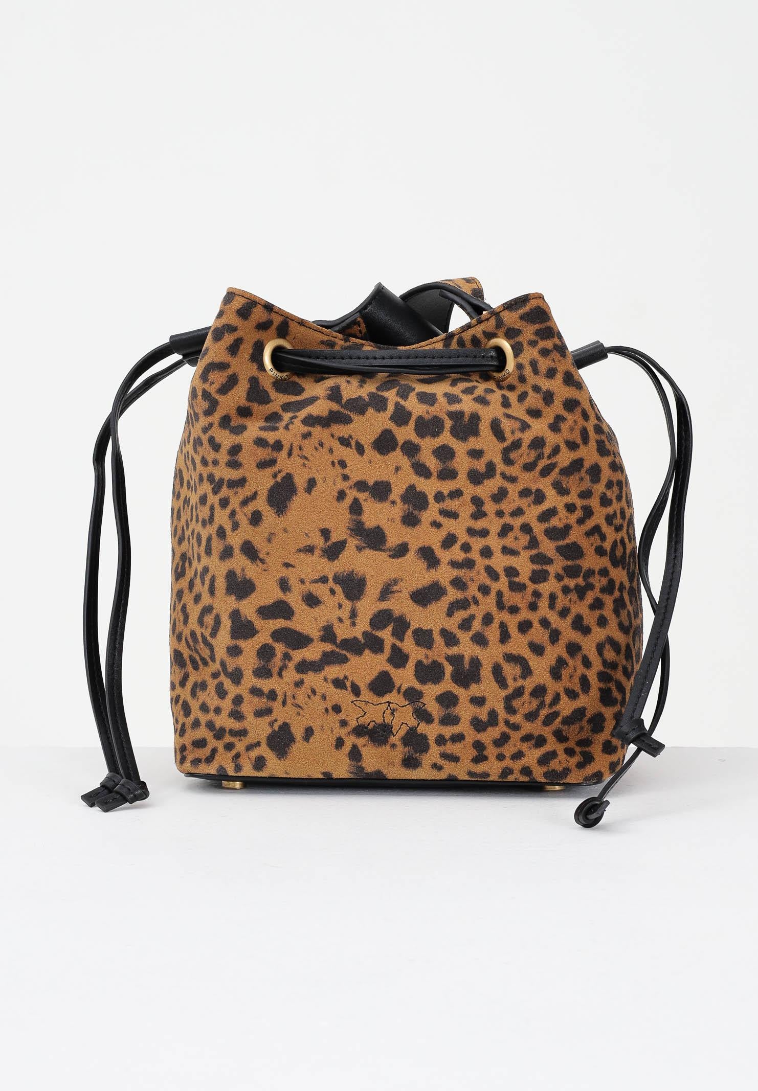 PINKO Borsa mini cammello da donna in Suede Leopardato 104303A32A M35Q PINKO