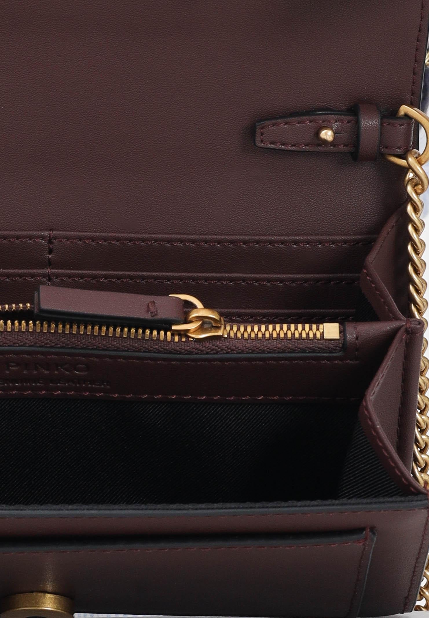 PINKO Pochette Love Bag a tracolla in morbida pelle mano seta marrone da donna 100062A0F1 L86Q PINKO