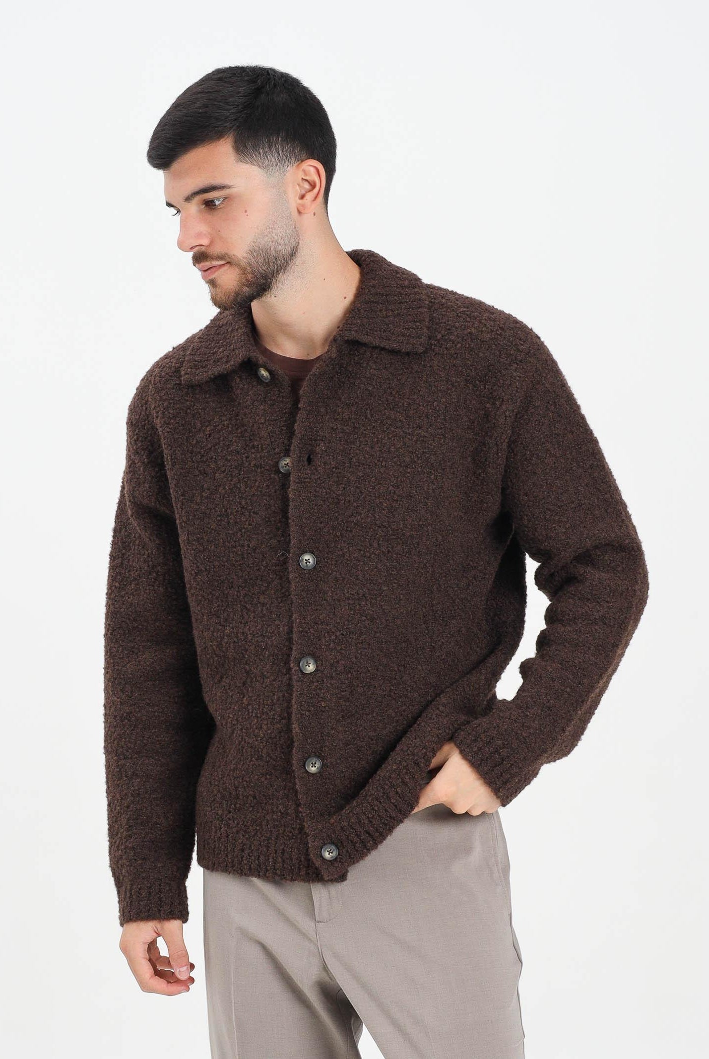 SELECTED HOMME Cardigan marrone da uomo 16098360 Demitasse SELECTED HOMME
