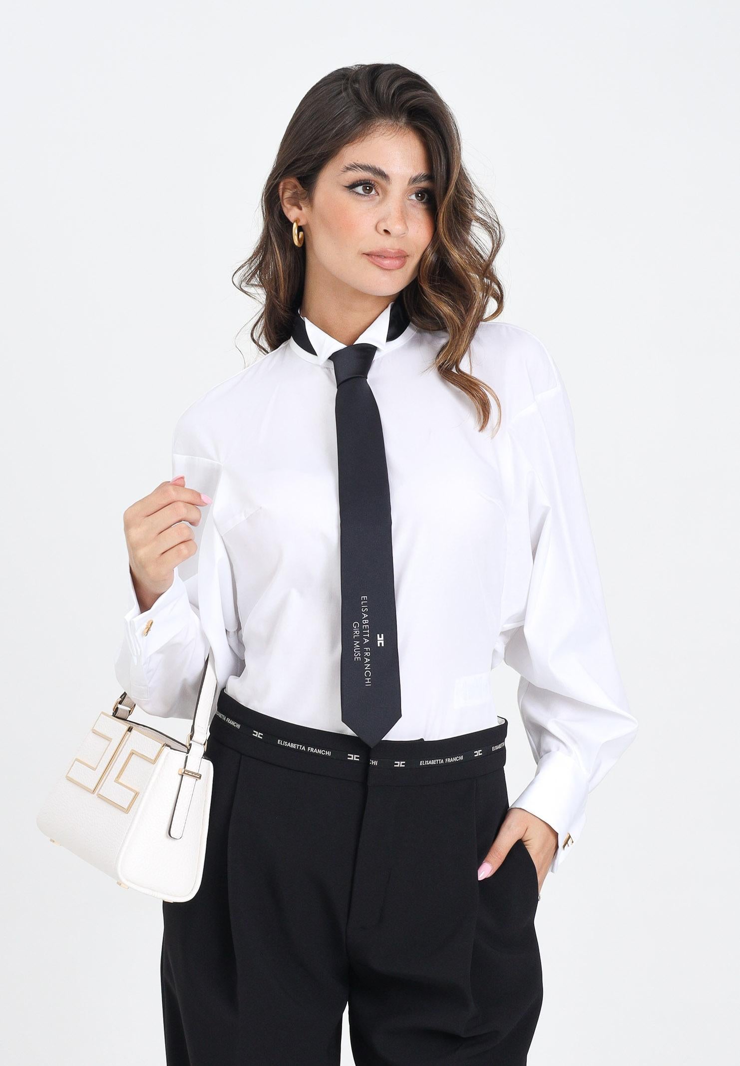 ELISABETTA FRANCHI Camicia a manica lunga bianca da donna con cravatta CA09156E2 221 ELISABETTA FRANCHI
