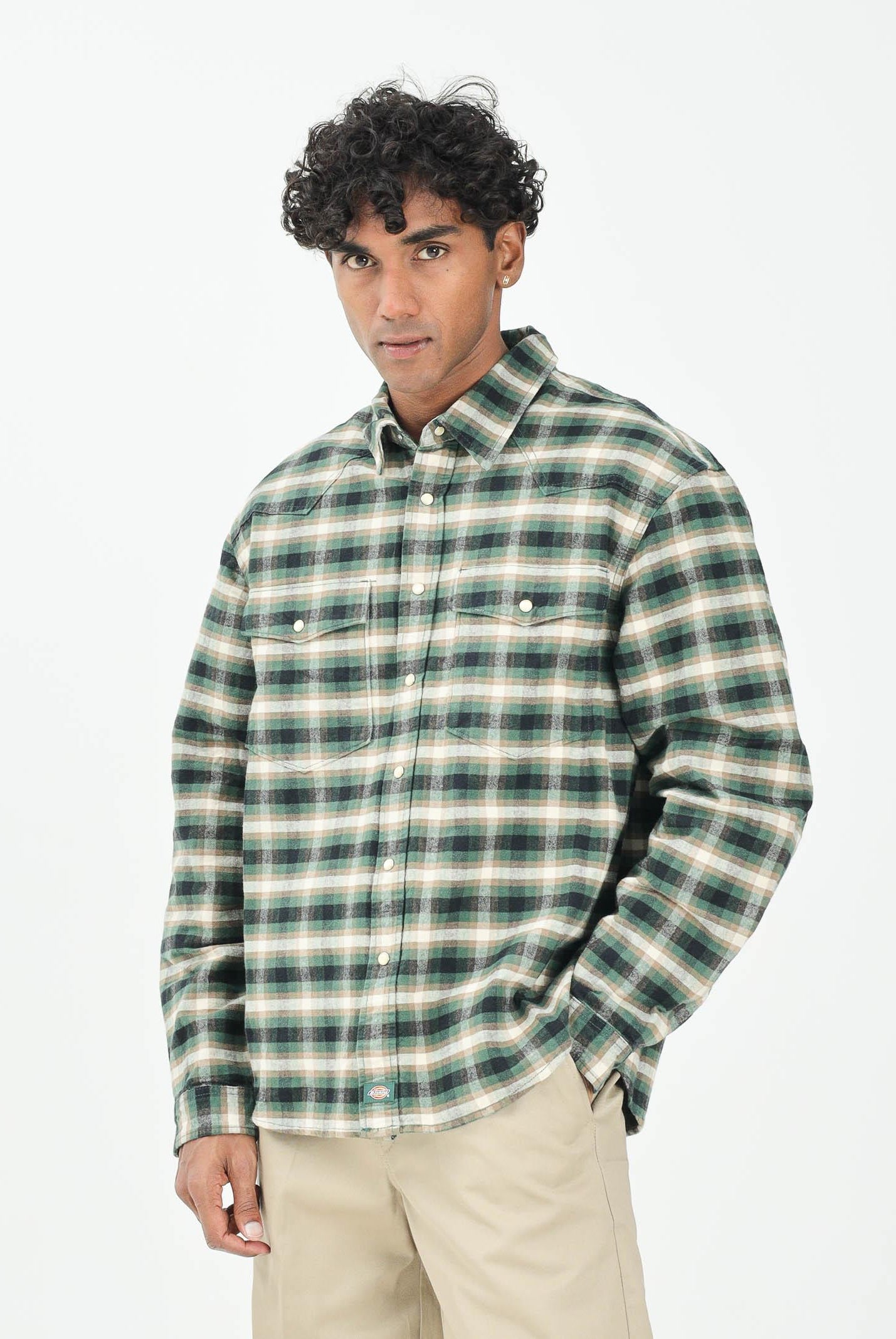 DICKIES Camicia a manica lunga JOHNSONVILLE verde da uomo DK0A87PWPIN1 DIckies