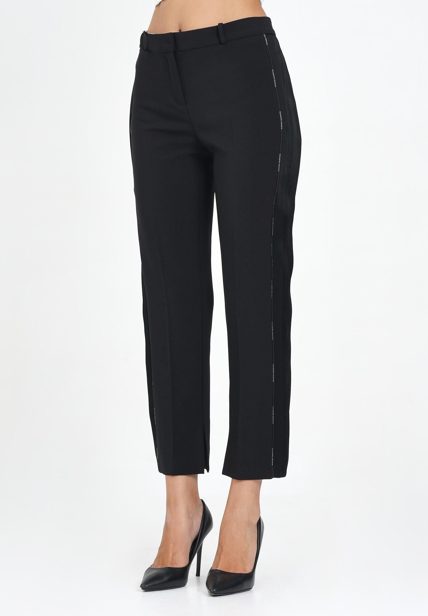 ELISABETTA FRANCHI Pantalone elegante nero da donna con dettagli smoking PA08856E2 110 ELISABETTA FRANCHI