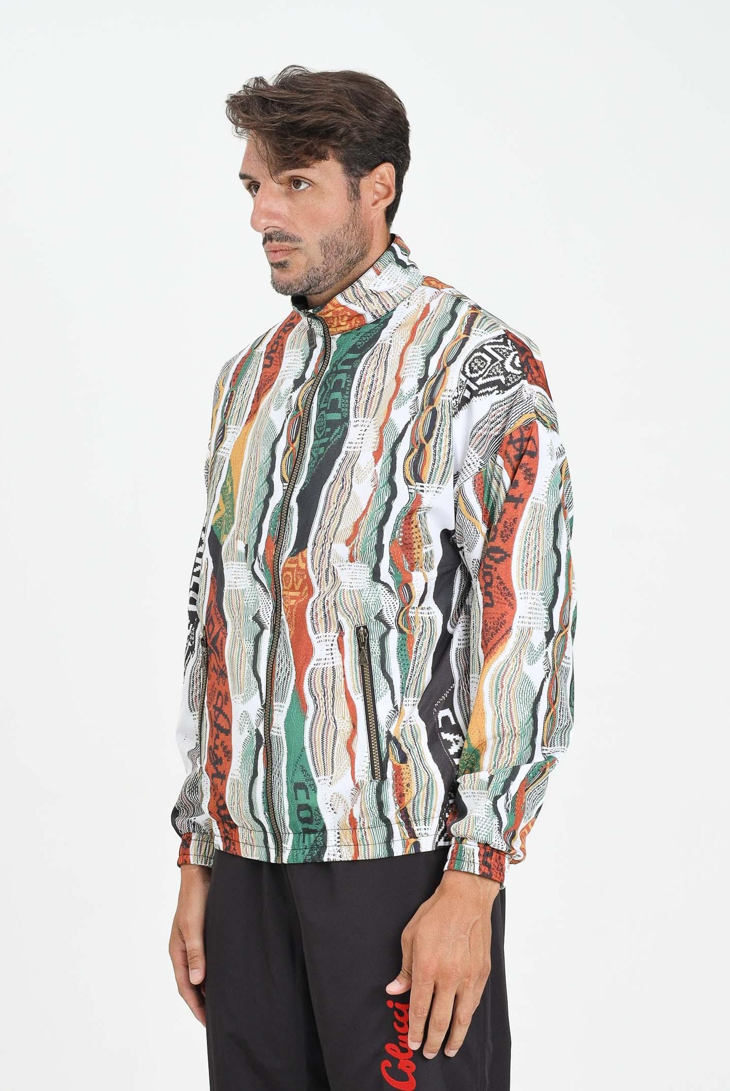 AUSTRALIAN Giacca a vento Knit Effect Printed bianca da uomo in collab con Carlo Colucci ACUGC0001 002 AUSTRALIAN