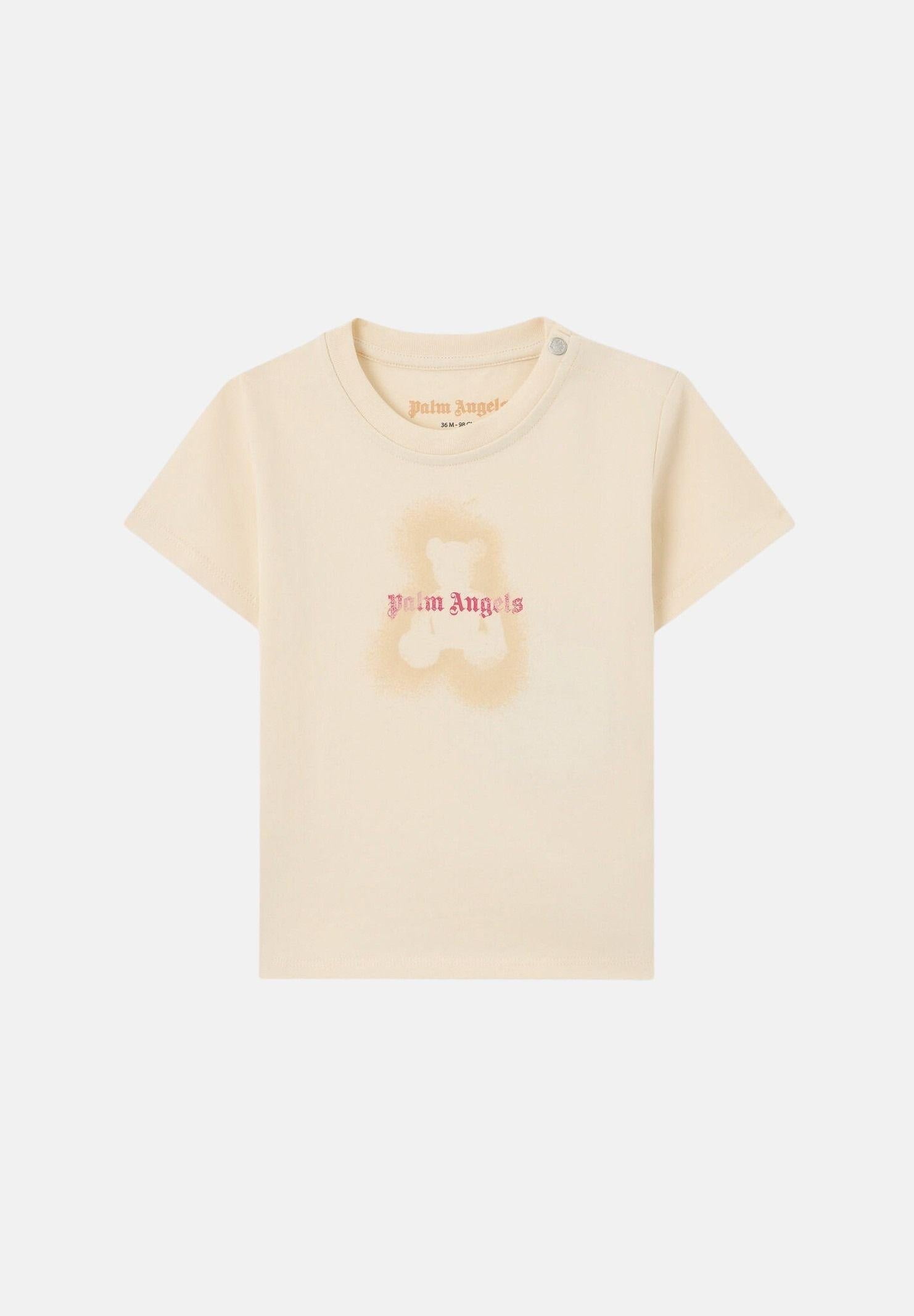 PALM ANGELS T-shirt a manica corta beige da neonato con stampa<BR/> PGXB001S26JER001 002 PALM ANGELS