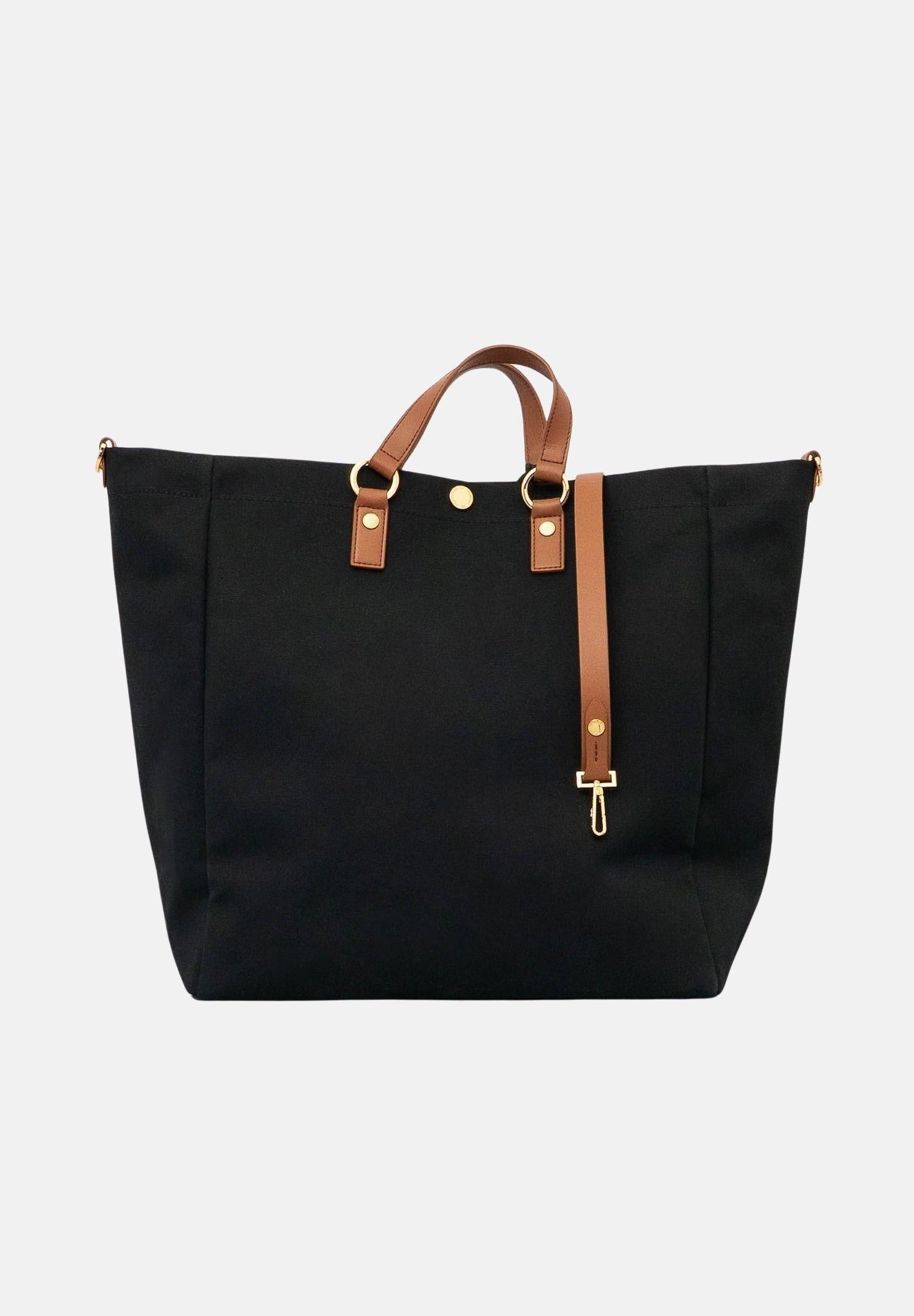 ELISABETTA FRANCHI Borsa mare nera e cuoio da donna con logo BS14A62E2 B58 ELISABETTA FRANCHI