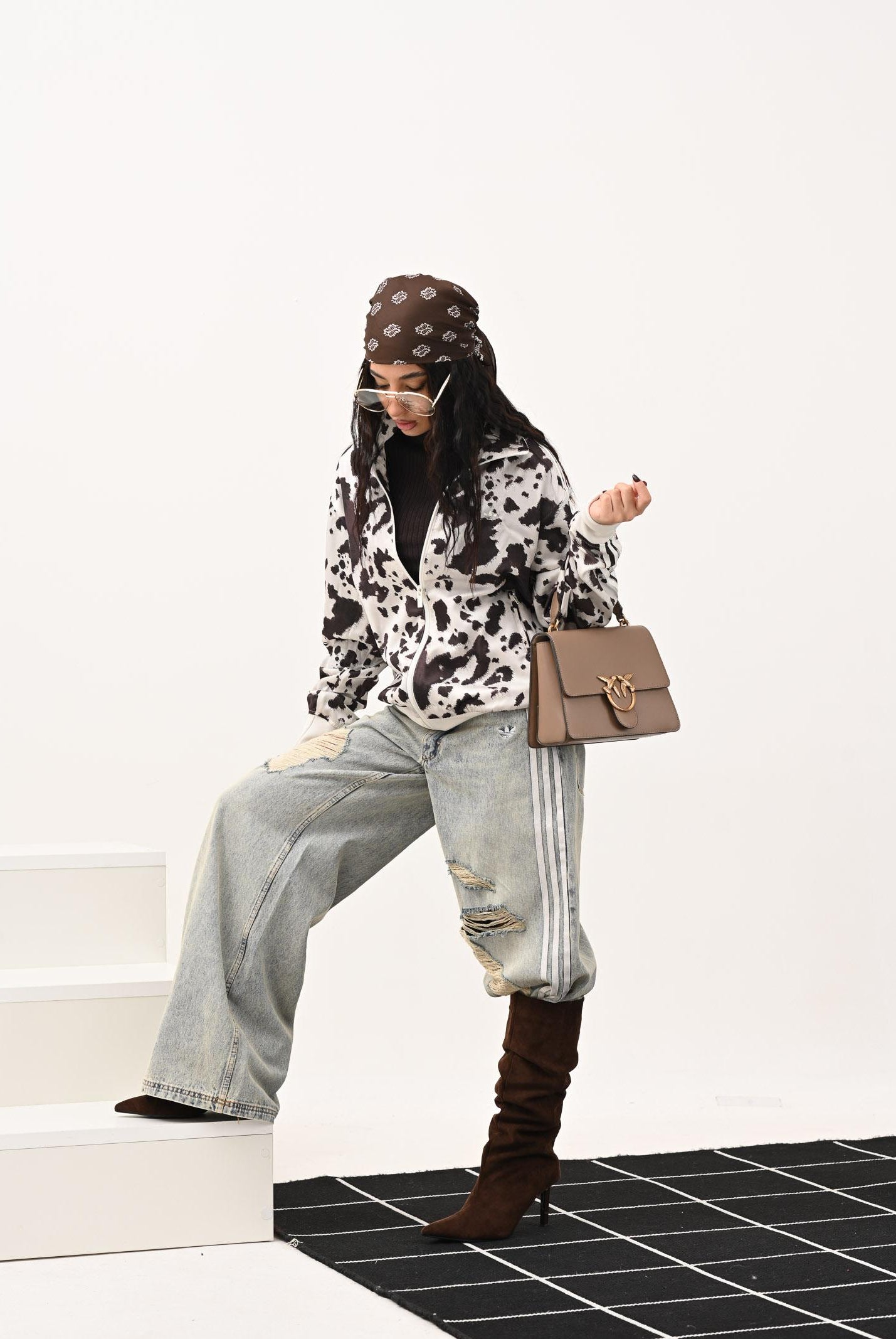 ADIDAS ORIGINALS Felpa con zip Adidas Originals Satin panna e marrone da donna KA2683 . ADIDAS ORIGINALS