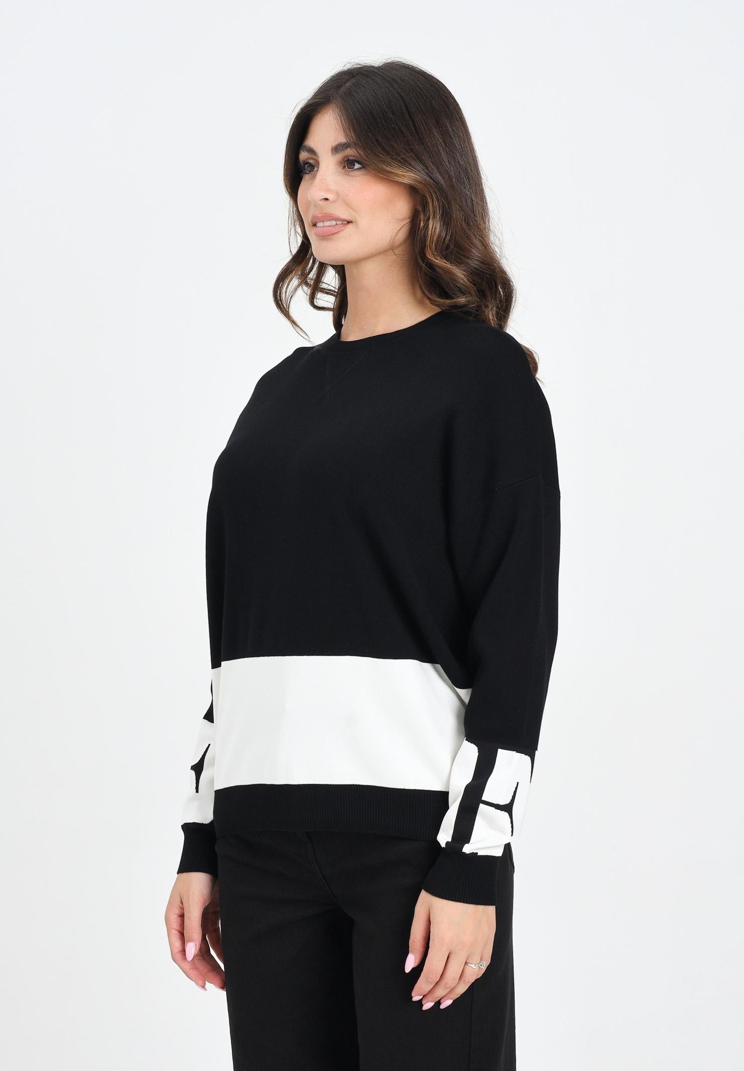 ELISABETTA FRANCHI Maglioncino girocollo nero da donna con bande lucide MK01S56E2 EF3 ELISABETTA FRANCHI