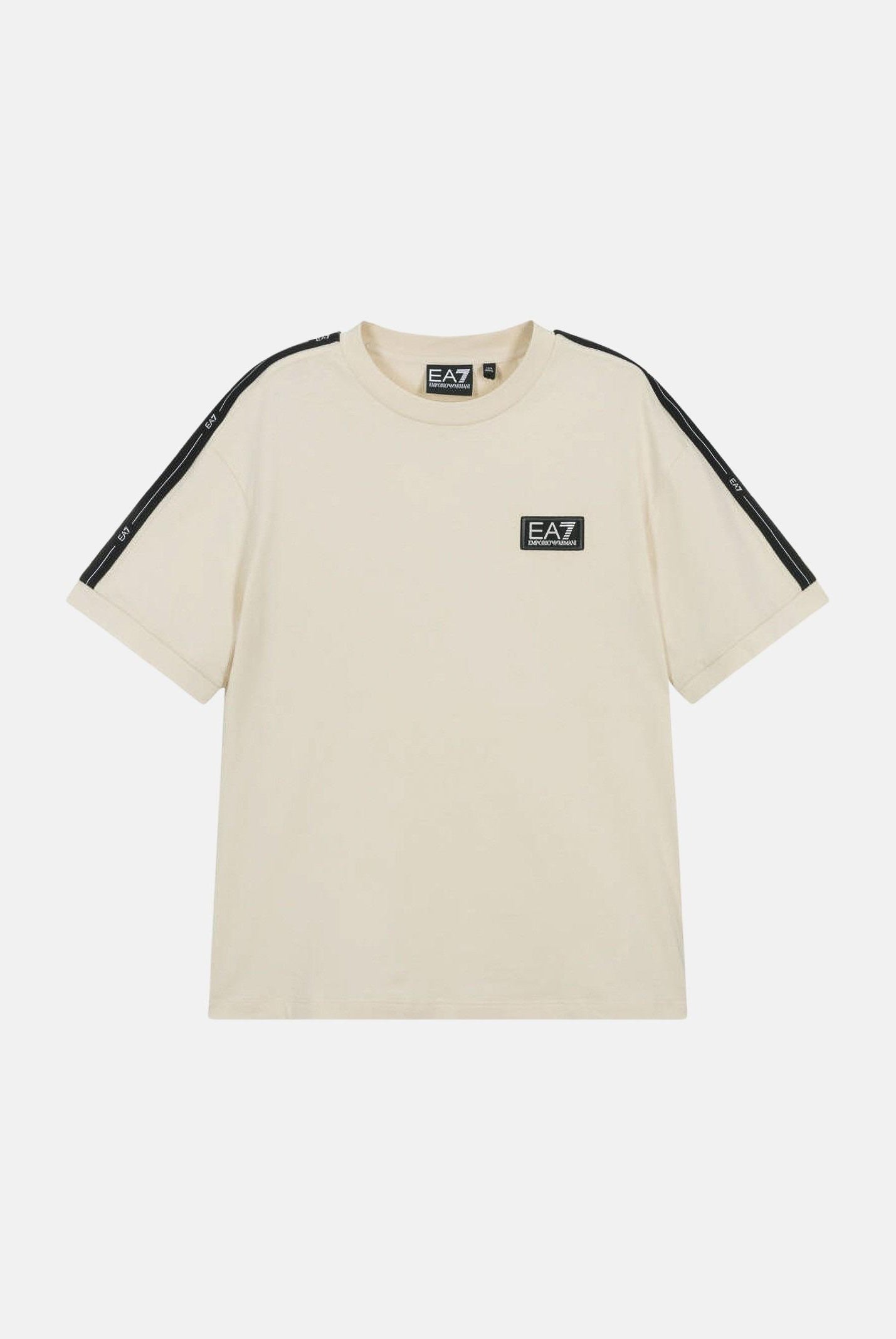 EA7 T-shirt a manica corta beige da bambino con bande logate 7B000190AF10375 U1079 EA7
