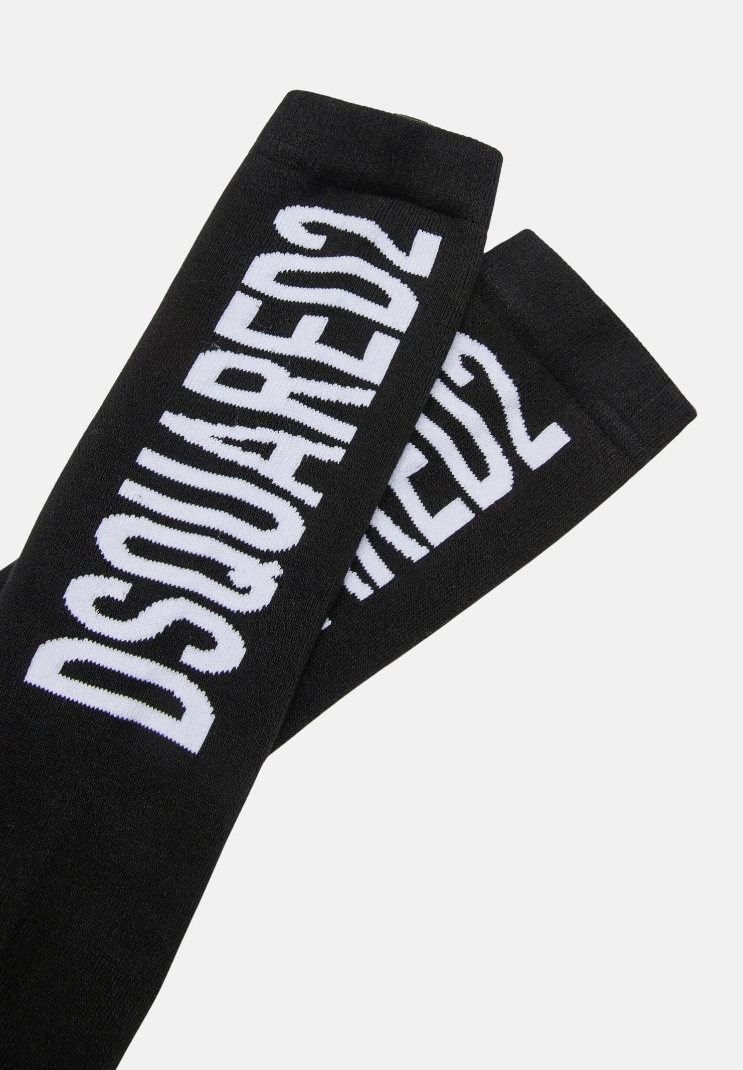 DSQUARED2 Calzini lunghi in filato misto cotone neri per uomo e donna con logo DQ2358D0A7D DQ900 DSQUARED2