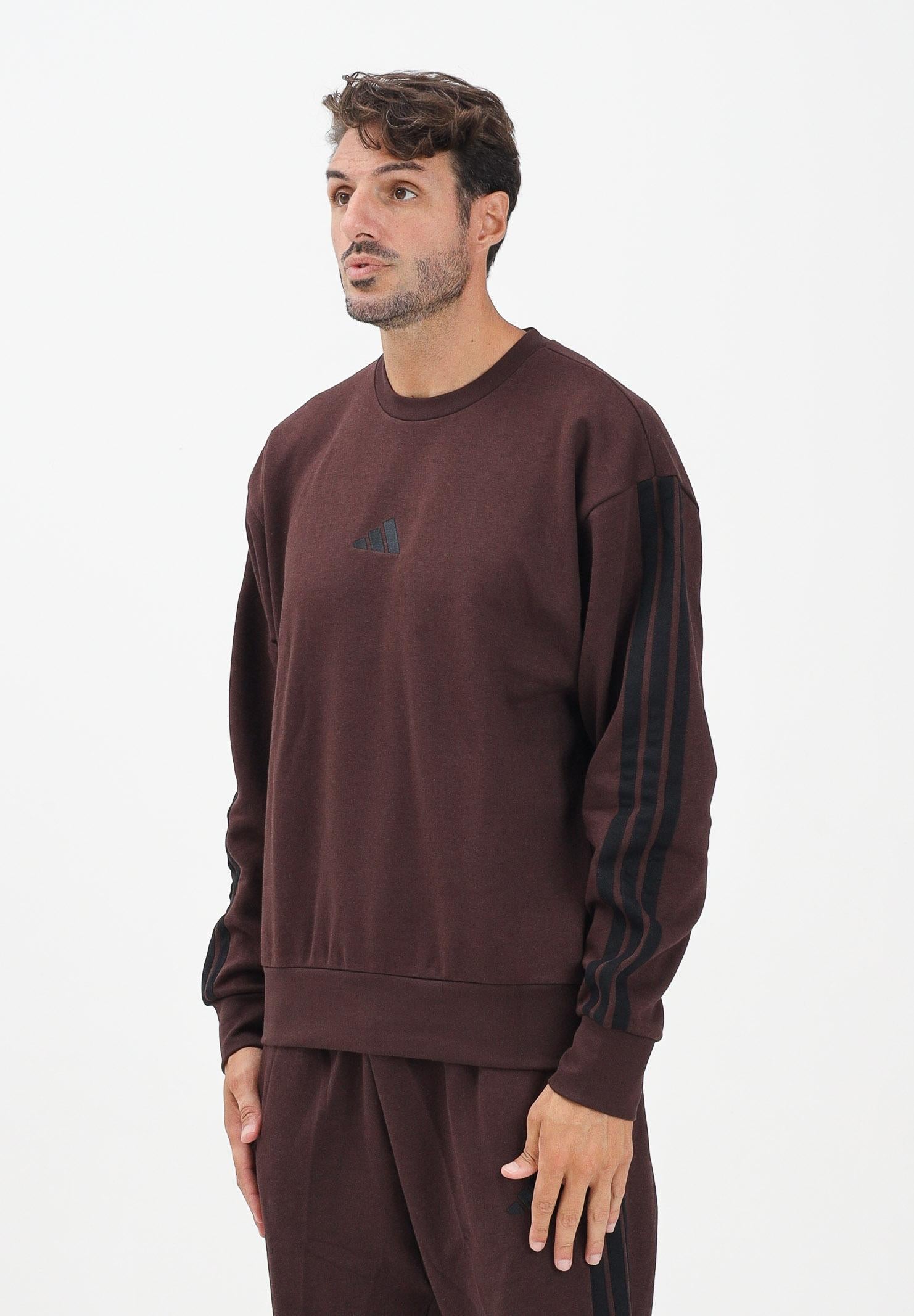 ADIDAS PERFORMANCE Felpa girocollo Essentials 3-Stripes French Terry marrone da uomo JX0742 ADIDAS PERFORMANCE